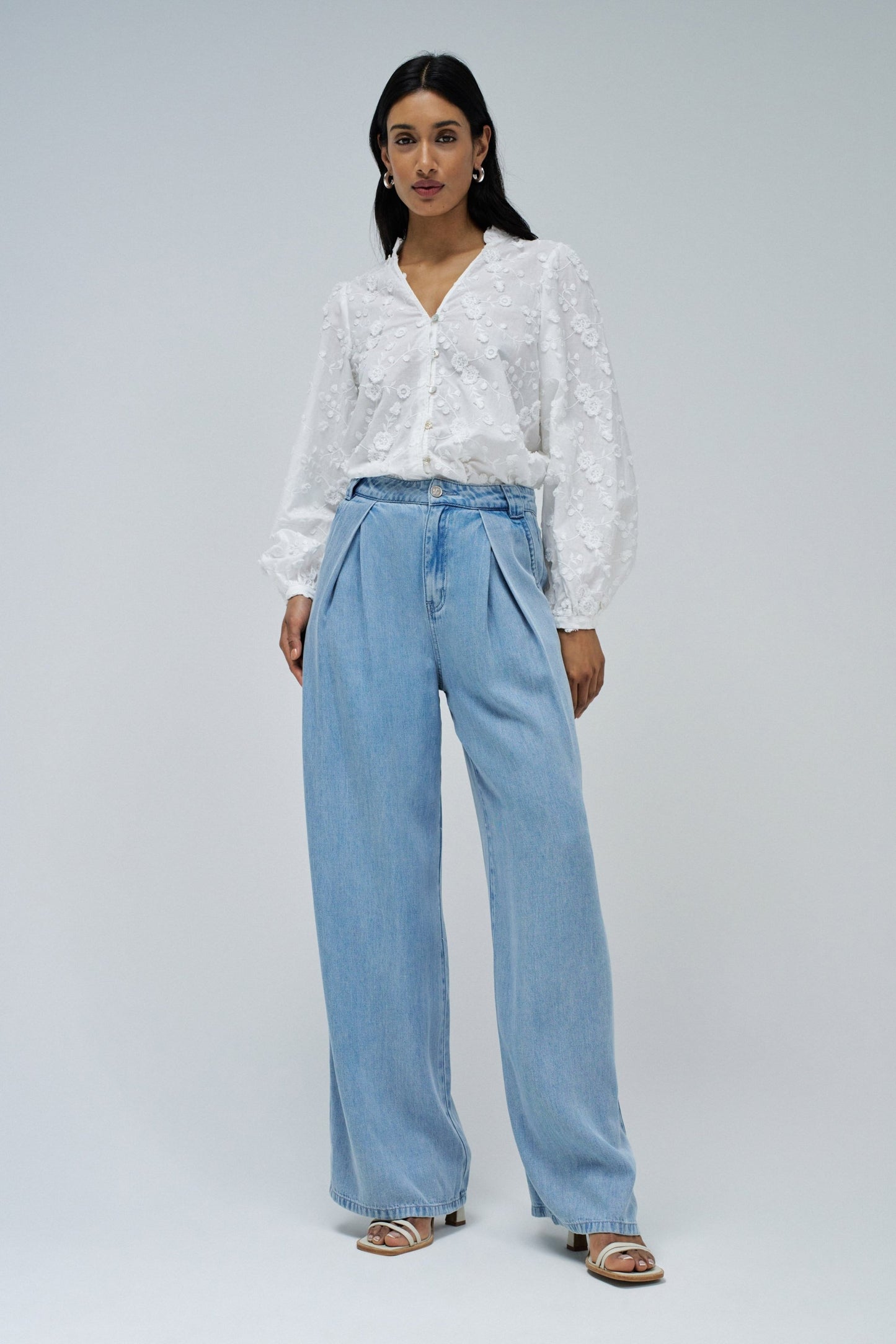 Salsa Jeans Wide Leg Pleated Jeans
