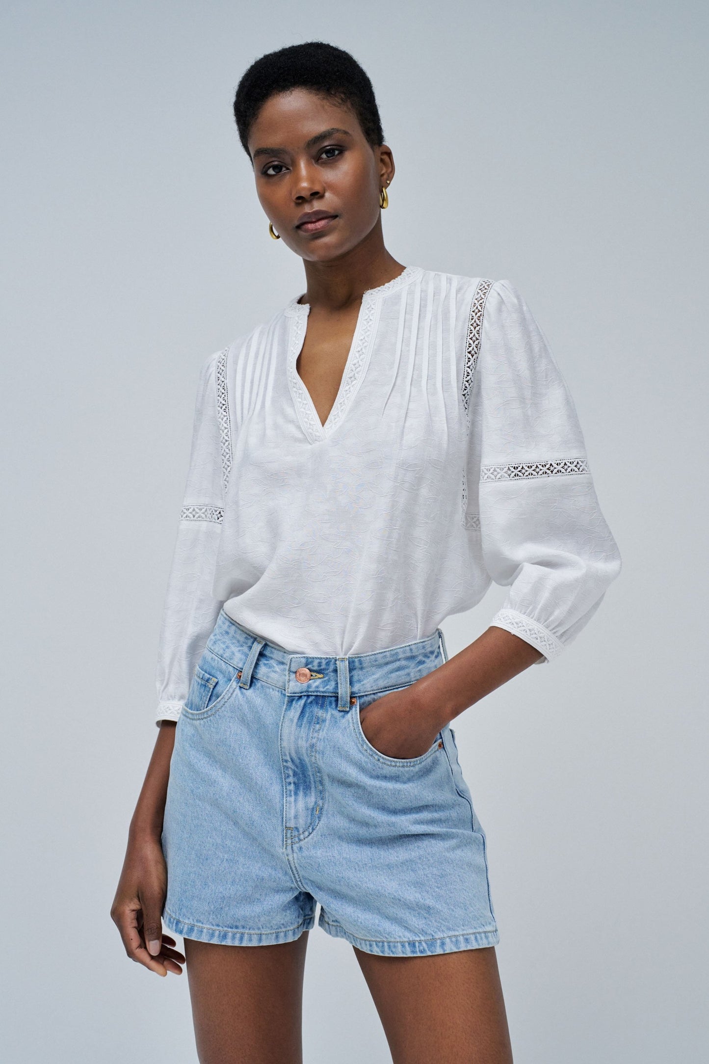 Salsa Embroidery Tunics Blouse - White