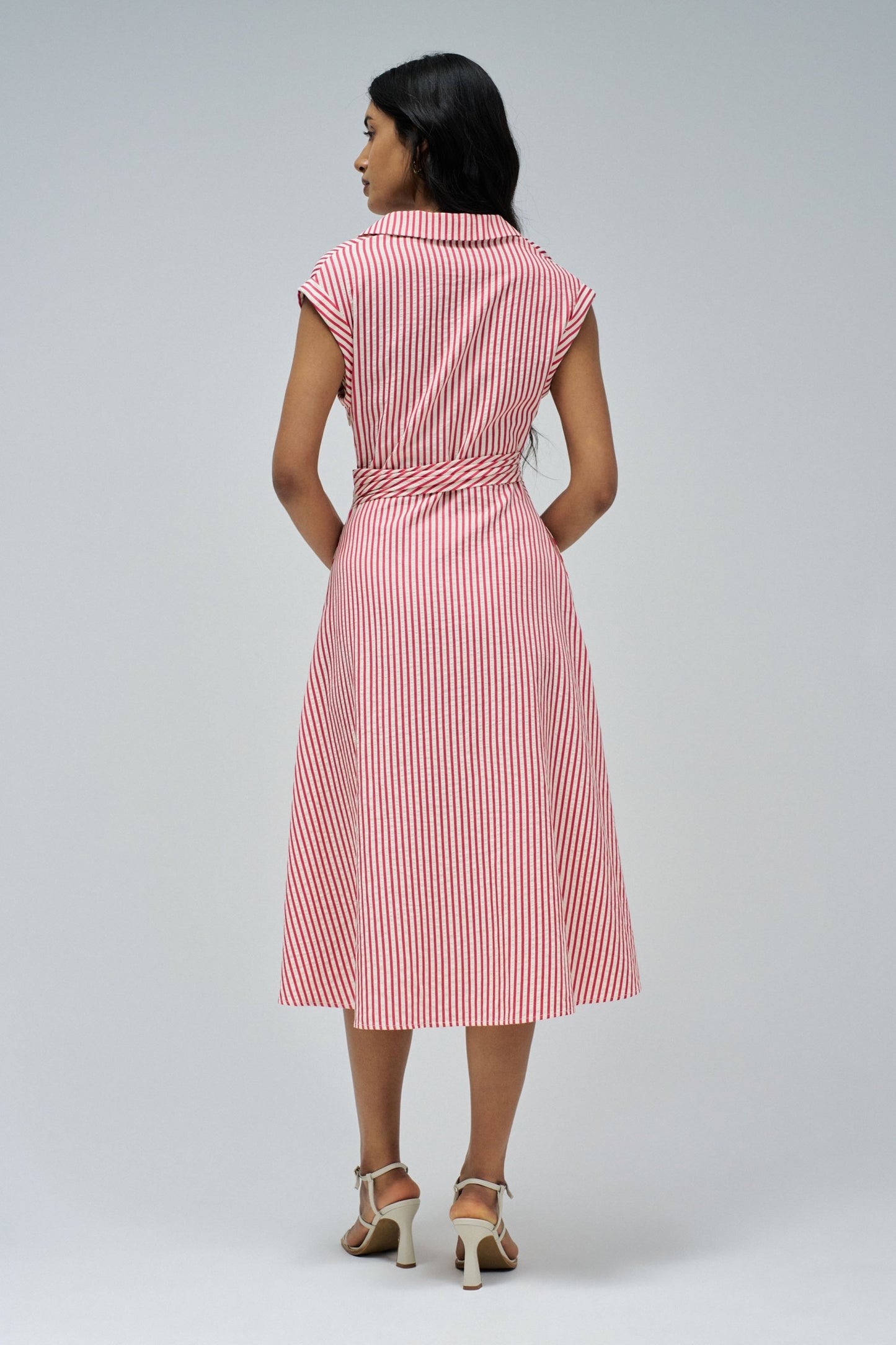 Salsa Striped Midi Dress - Red
