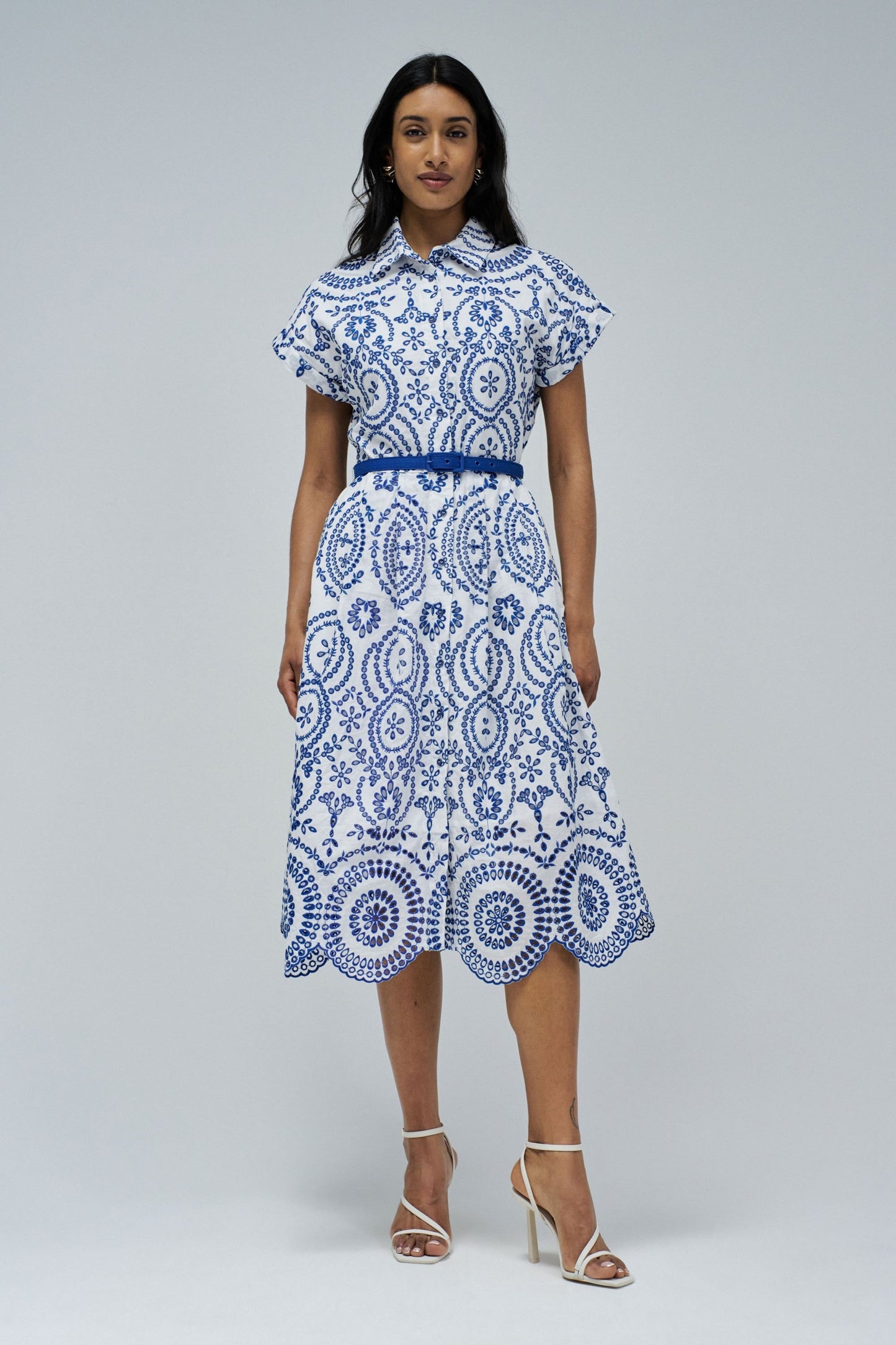 Salsa Embroidery Midi Dress - Blue