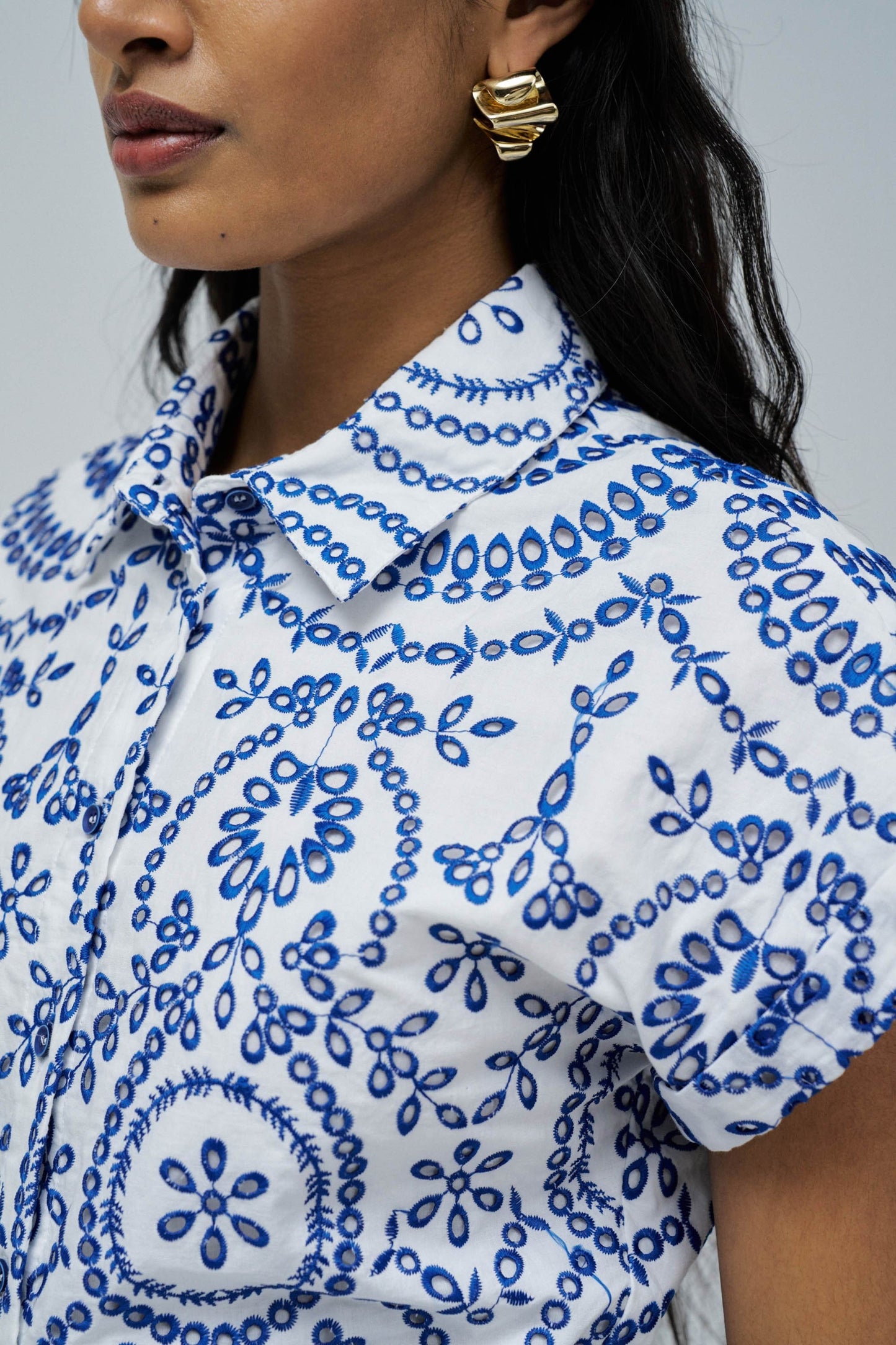 Salsa Embroidery Midi Dress - Blue