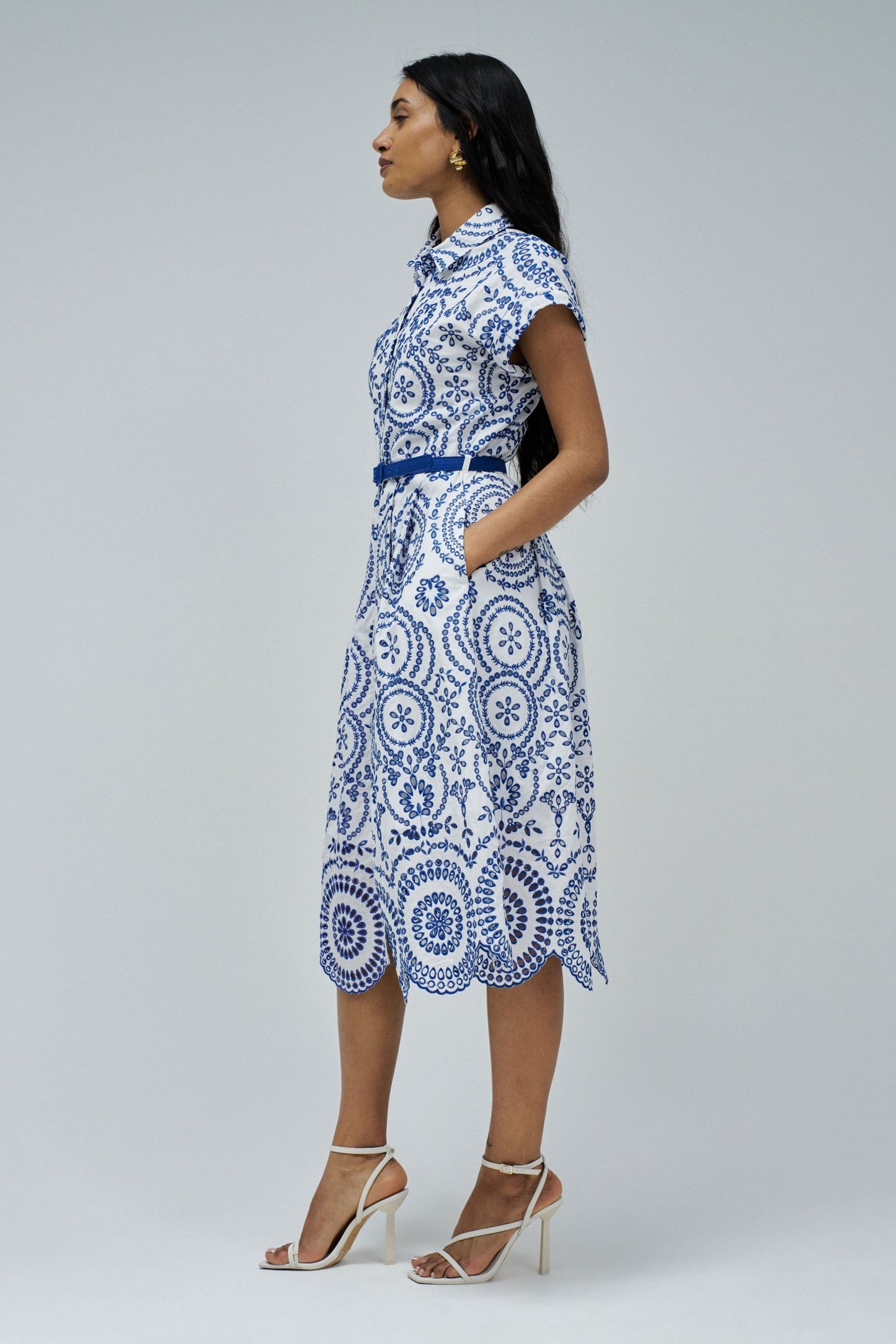 Salsa Embroidery Midi Dress - Blue