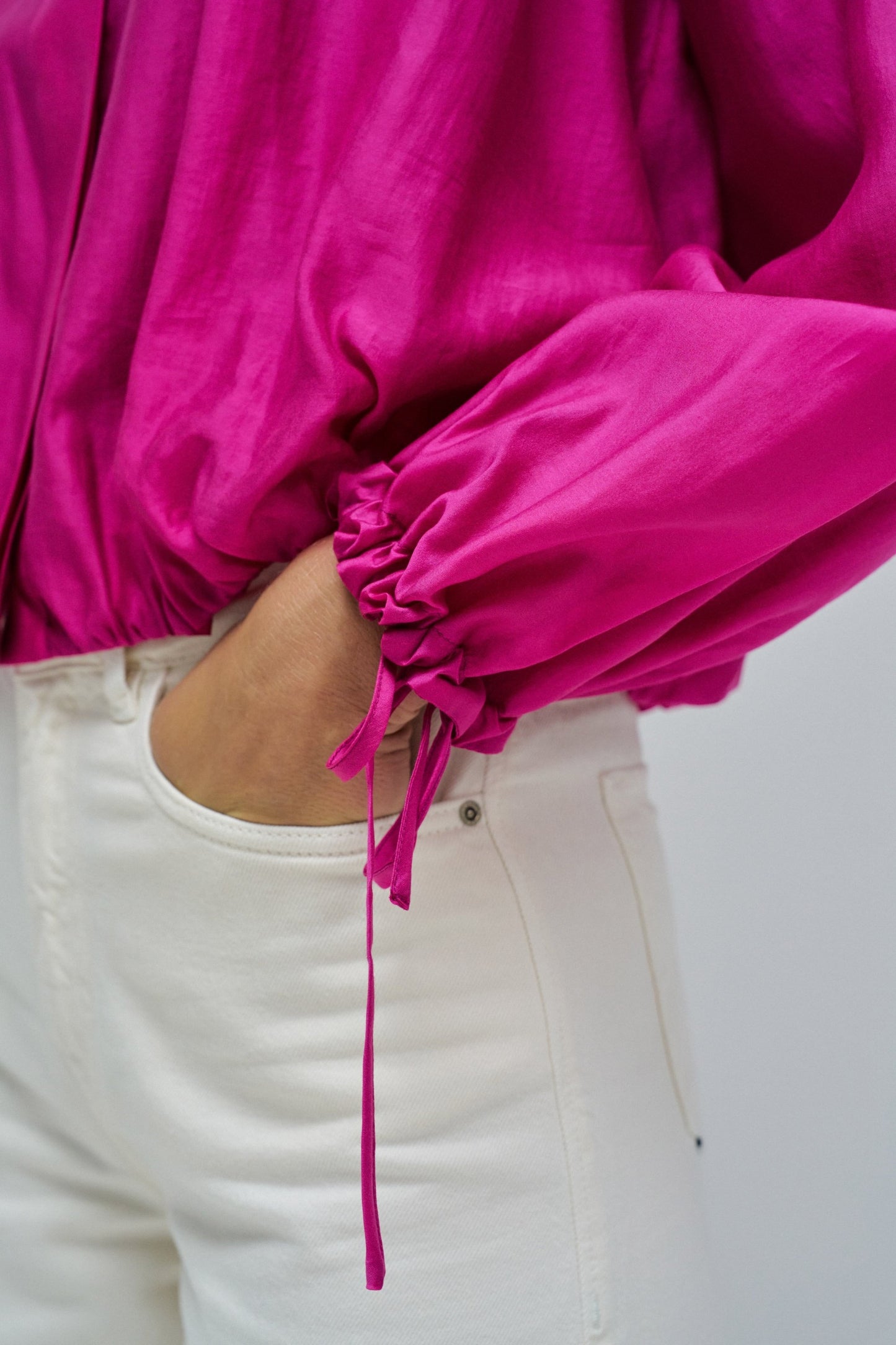 Salsa Puffed Sleeve Blouse - Fushia