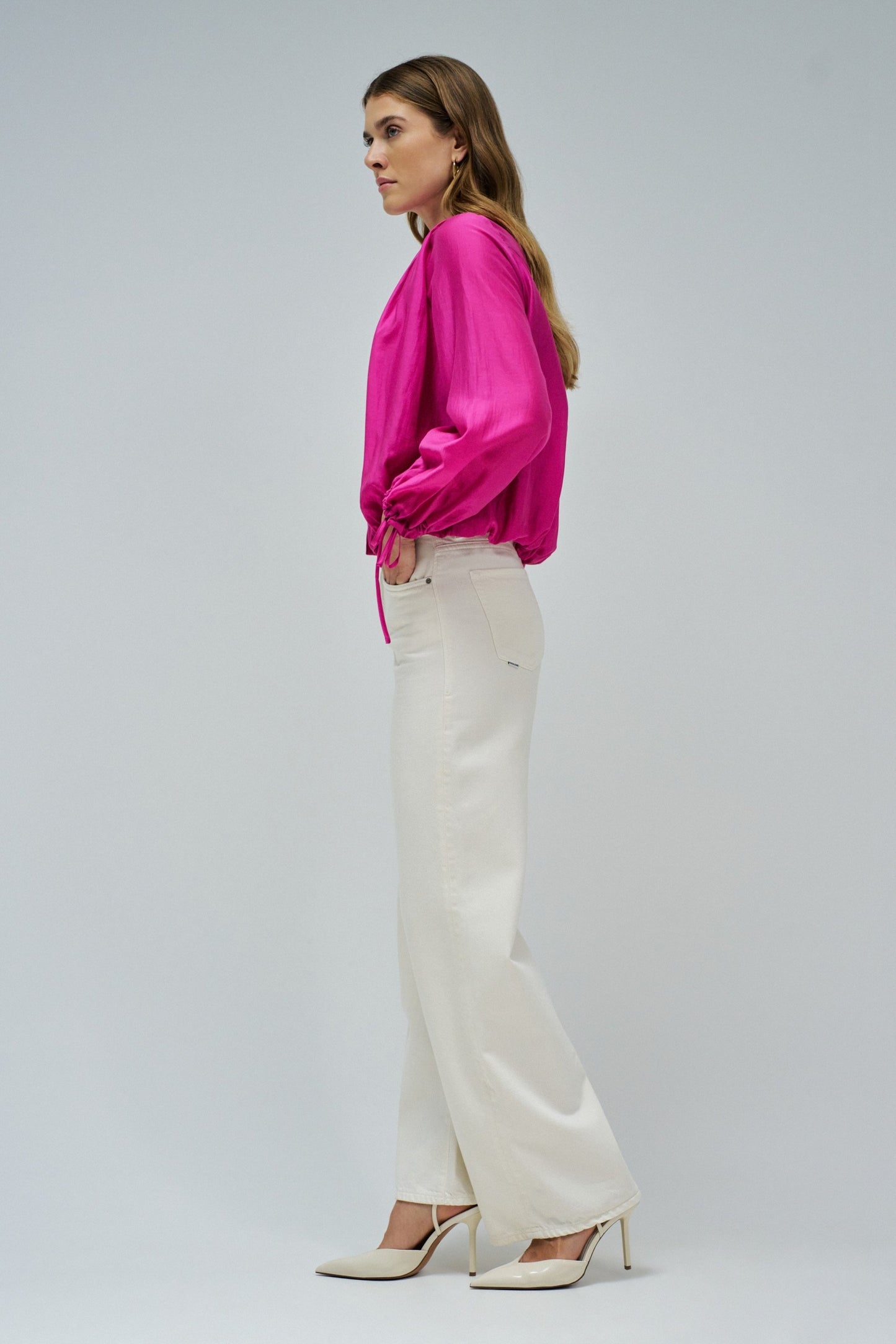 Salsa Puffed Sleeve Blouse - Fushia