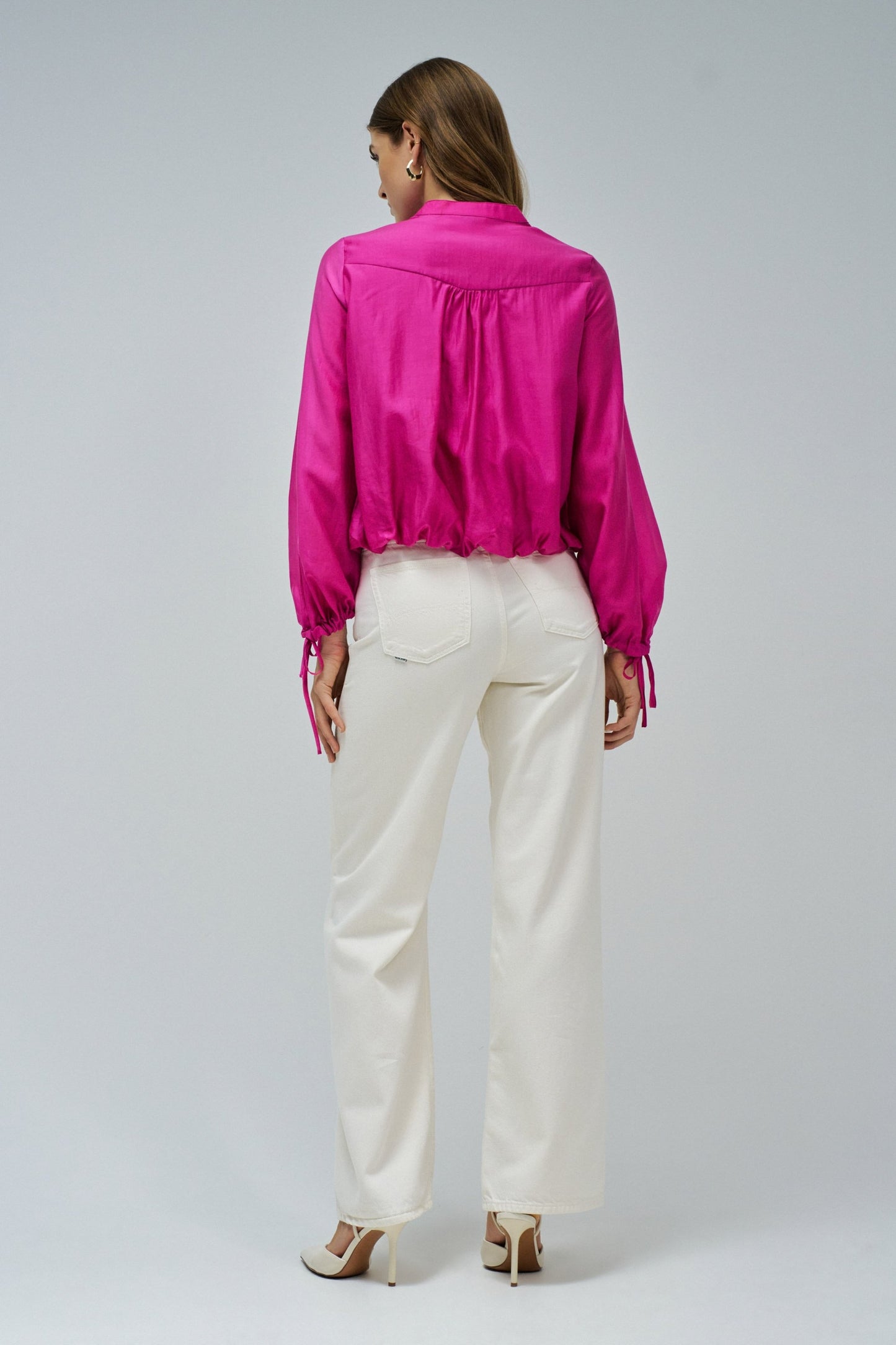 Salsa Puffed Sleeve Blouse - Fushia