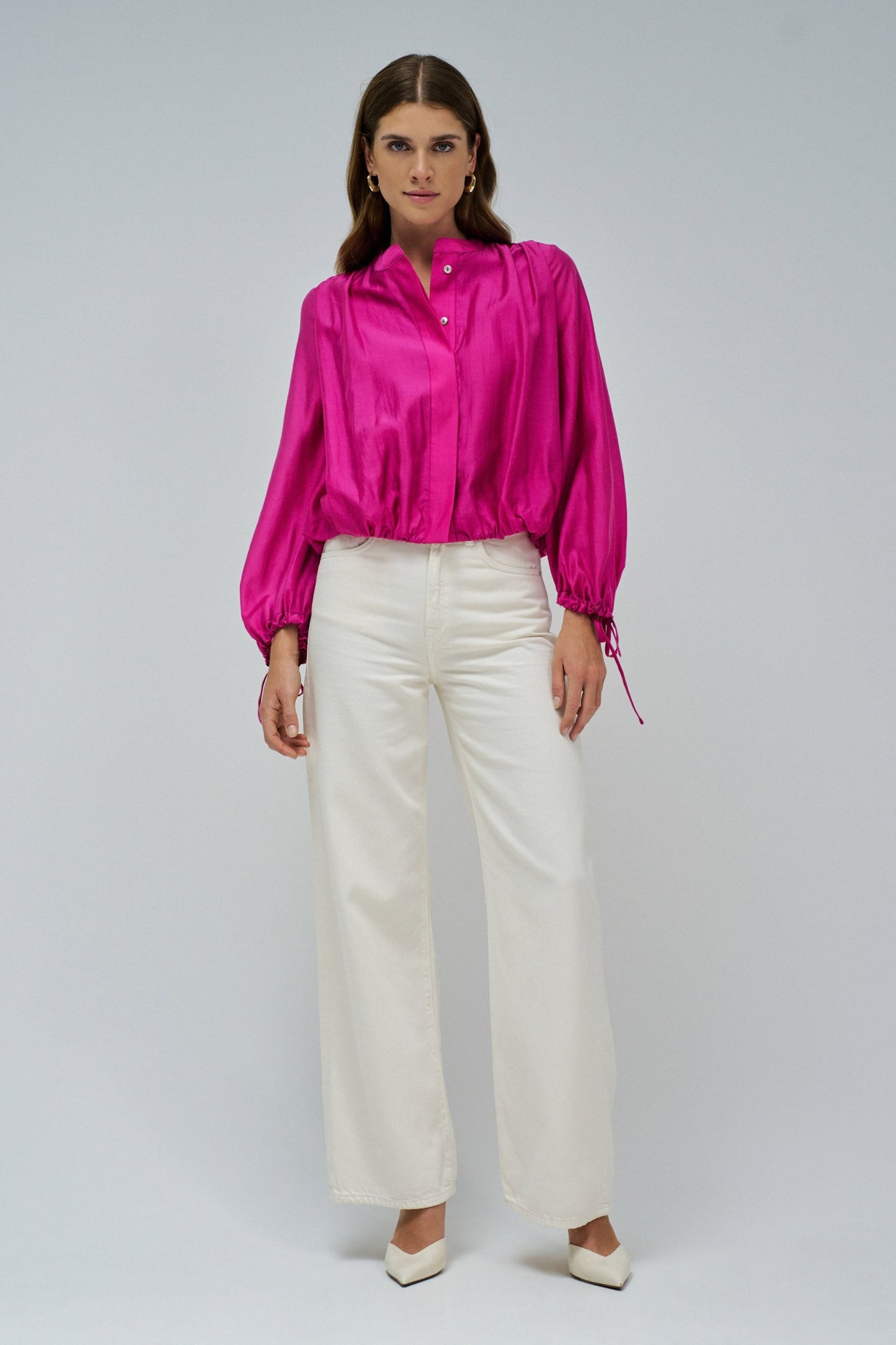 Salsa Puffed Sleeve Blouse - Fushia