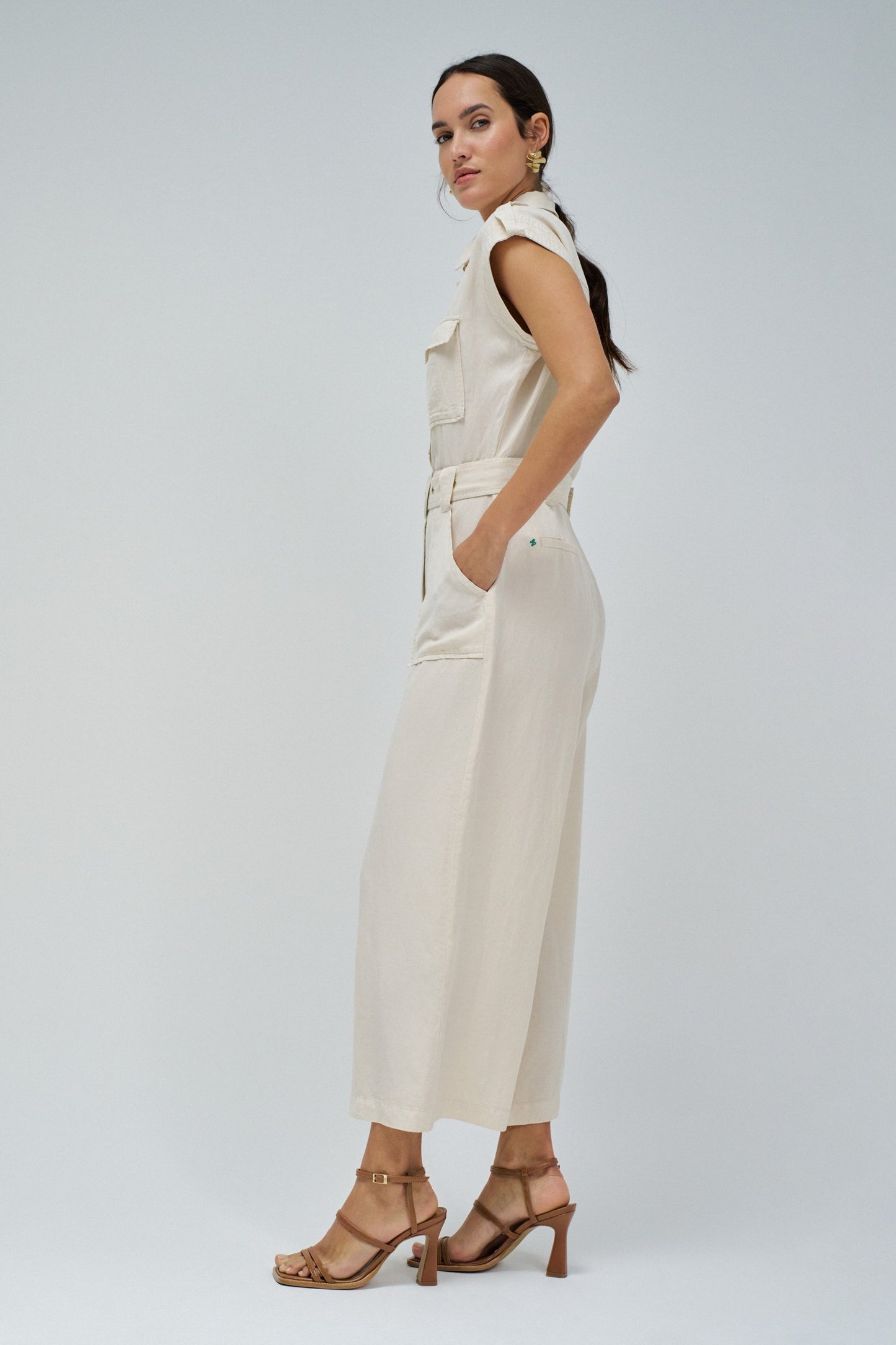 Salsa Light Denim Jumpsuit - Cream