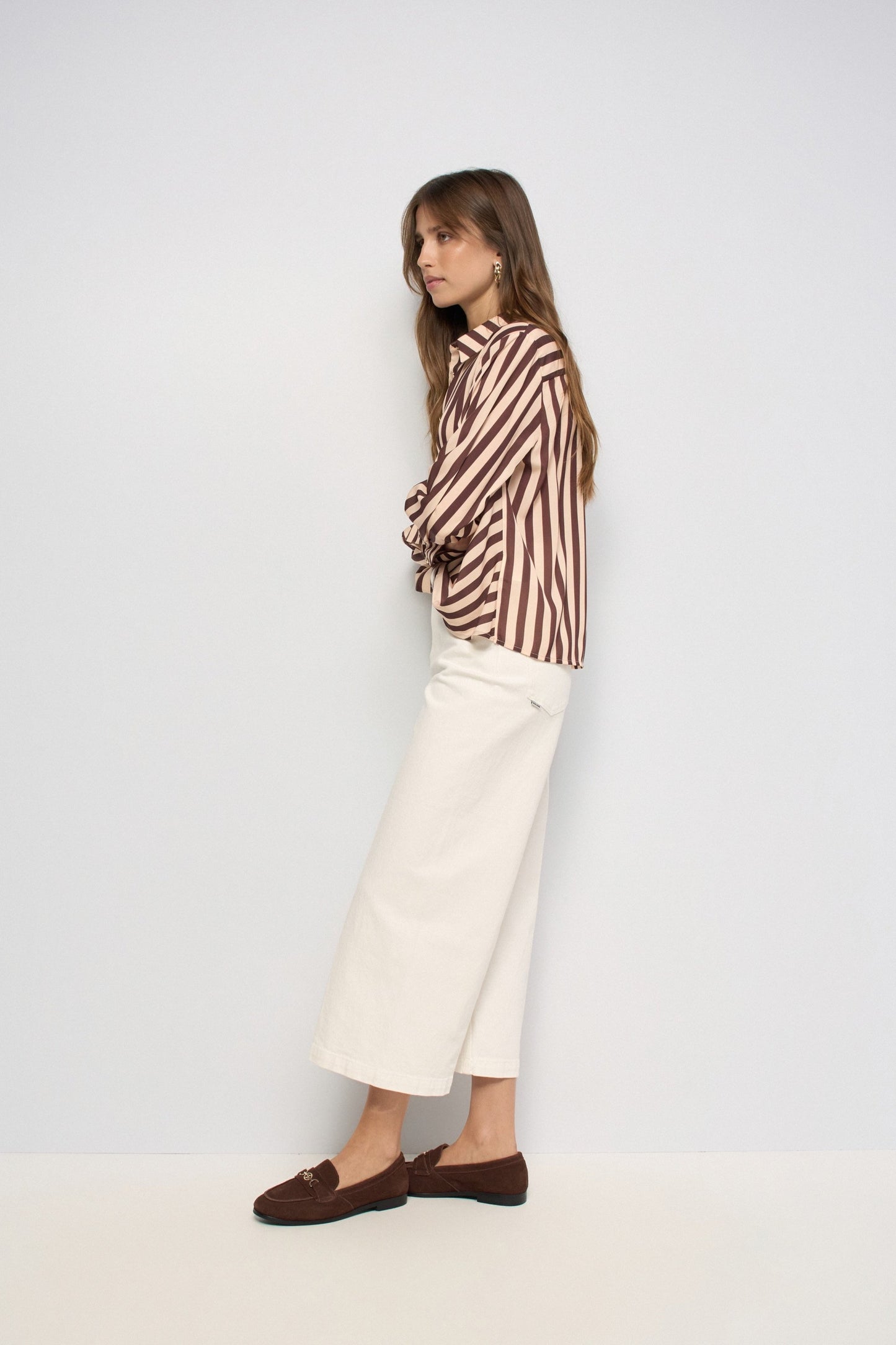 Salsa Jeans Striped Blouse - Brown & Cream