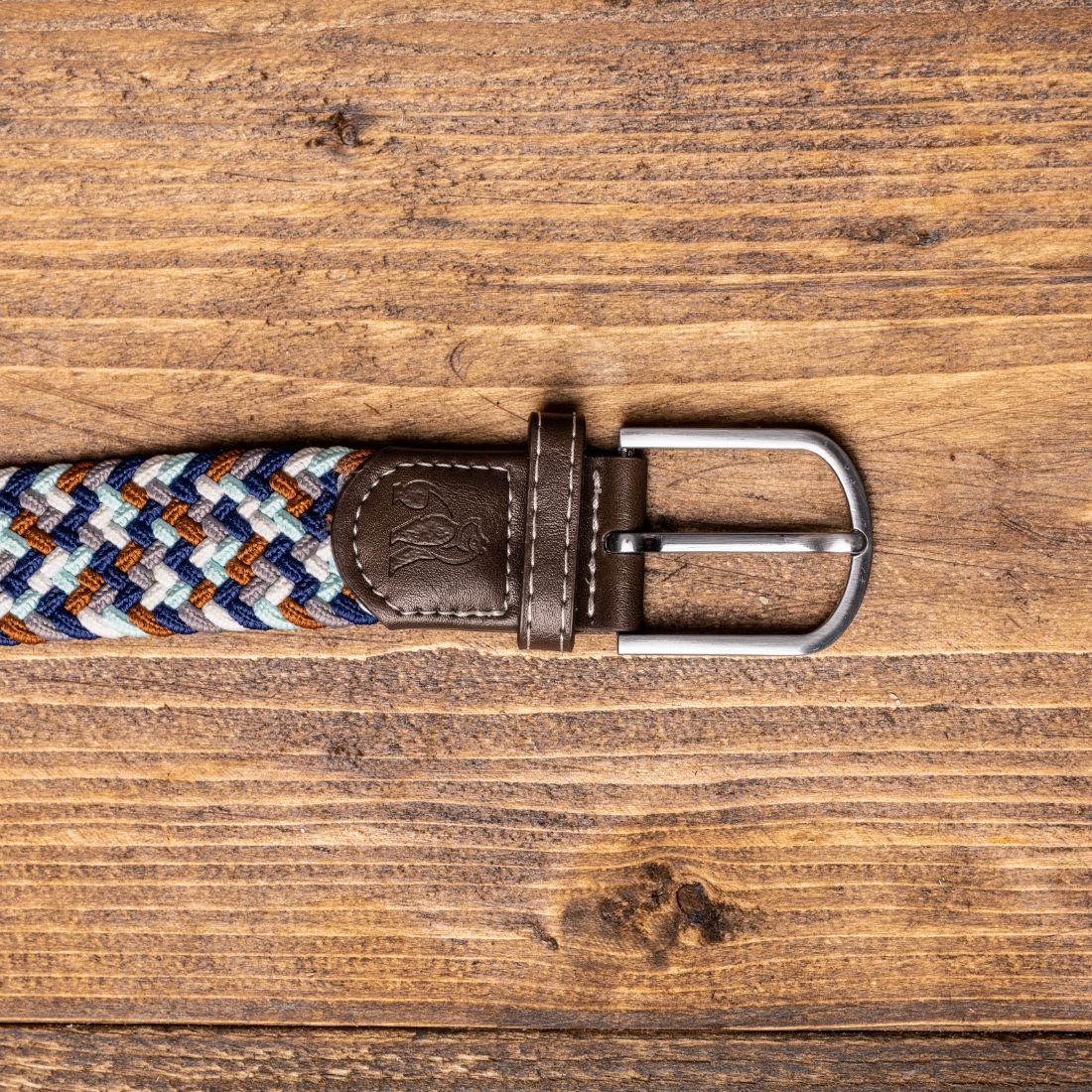 Swole Panda Woven Belt - Navy/Grey & Brown Zigzag