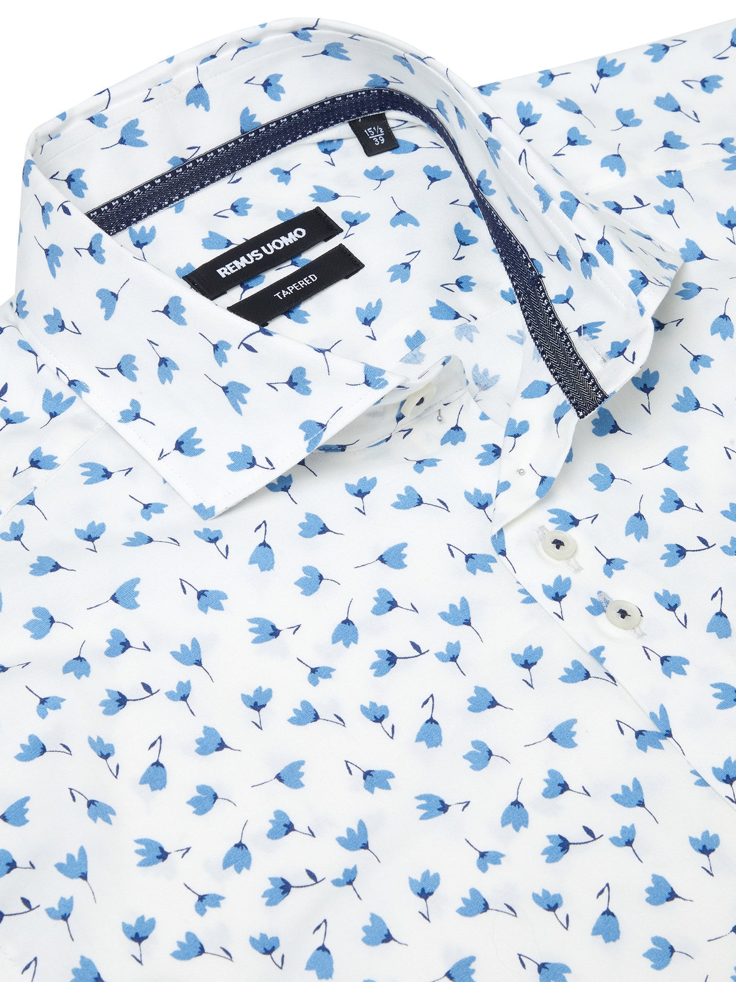 Remus Uomo Seville Long Sleeve Semi-Formal Shirt - White / Blue