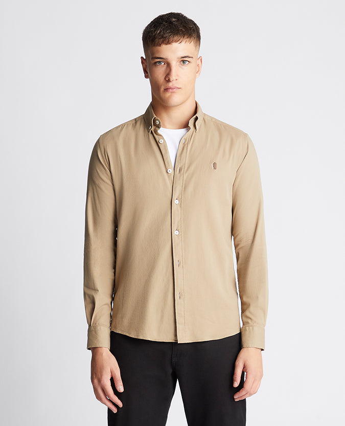Remus Uomo Slim Fit Cotton Shirt - Camel