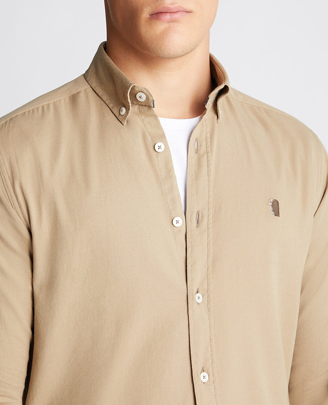 Remus Uomo Slim Fit Cotton Shirt - Camel