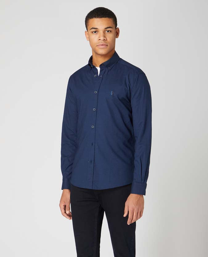 Remus Uomo Tapered Fit Oxford Cotton Shirt - Navy