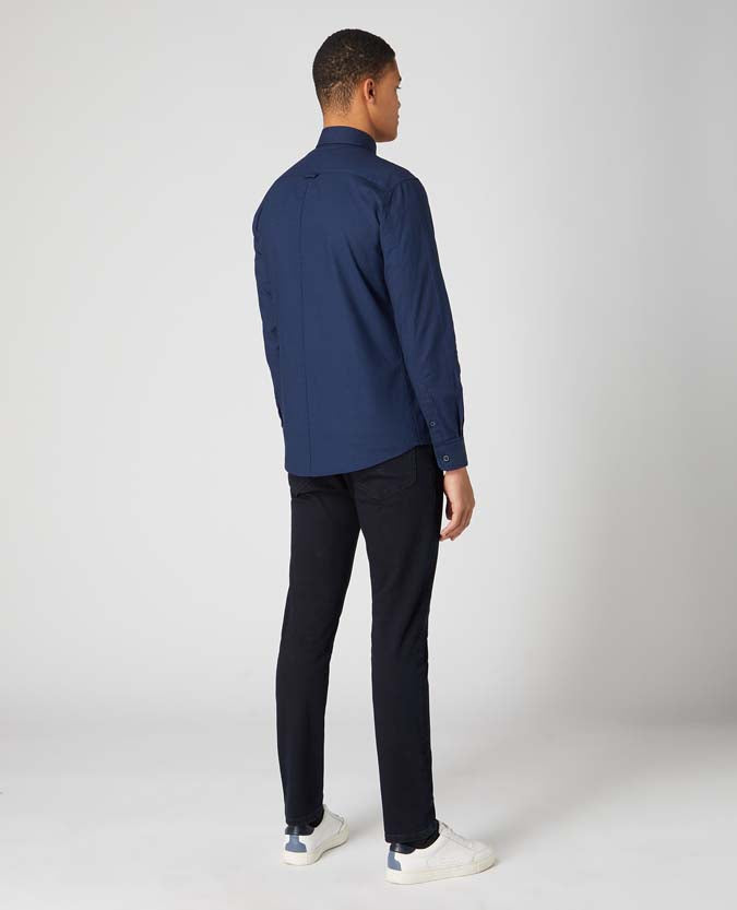 Remus Uomo Tapered Fit Oxford Cotton Shirt - Navy