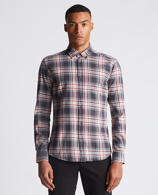 Remus Uomo  Ashton Checked Cotton Shirt - Grey