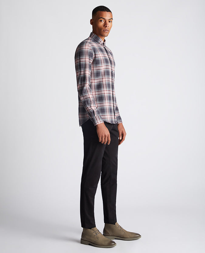 Remus Uomo Ashton Checked Cotton Shirt - Grey