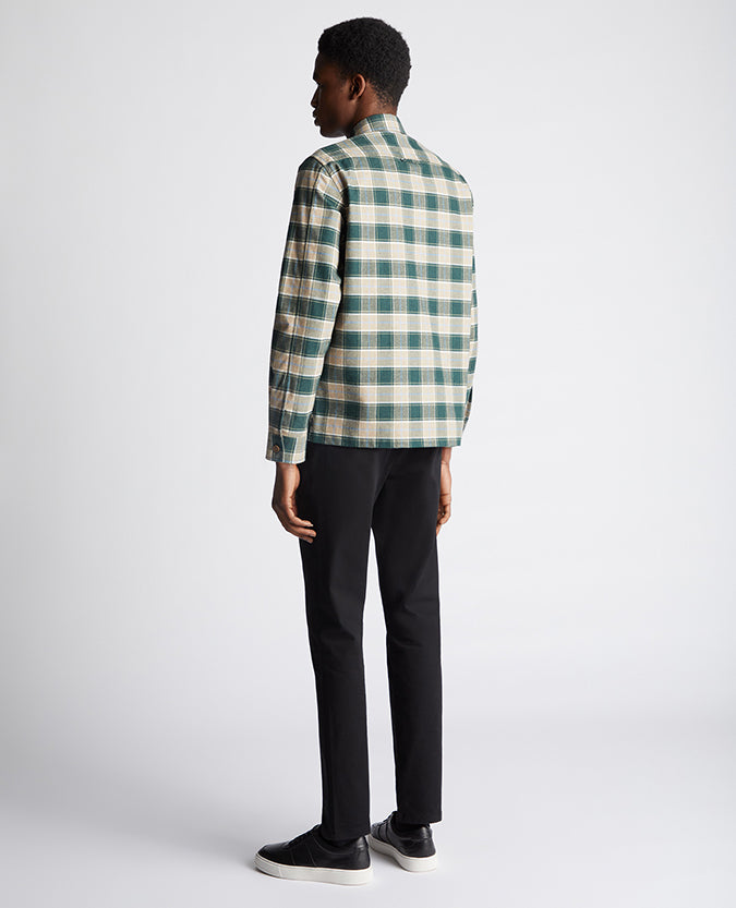 Remus Uomo Parker Checked Cotton Shirt- Dark Green
