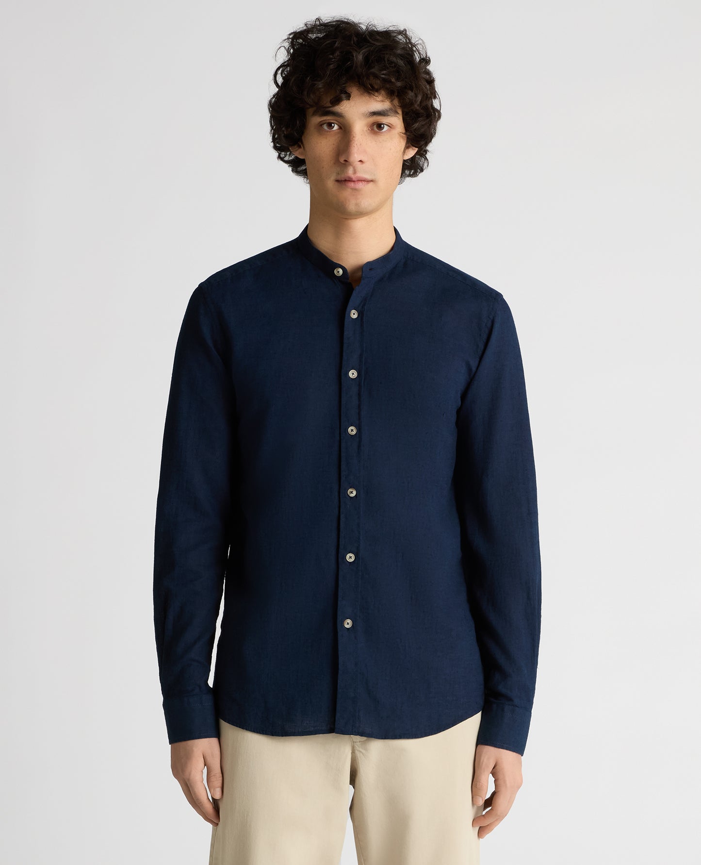 Remus Uomo Cole Grandfather Regular Fit Shirt - Navy