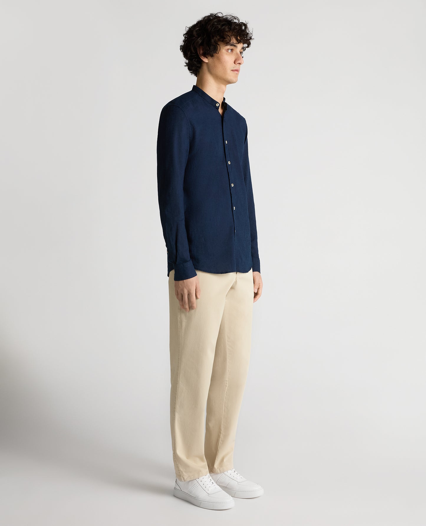 Remus Uomo Cole Grandfather Regular Fit Shirt - Navy