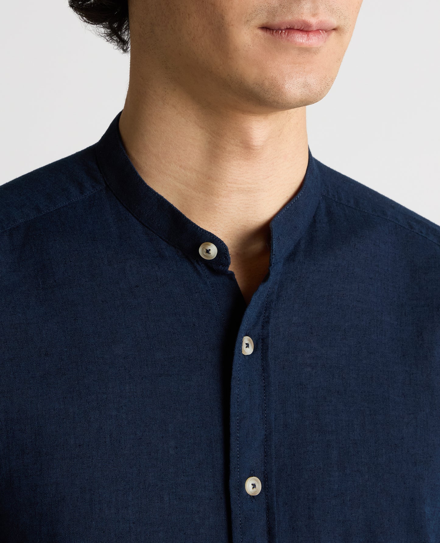 Remus Uomo Cole Grandfather Regular Fit Shirt - Navy