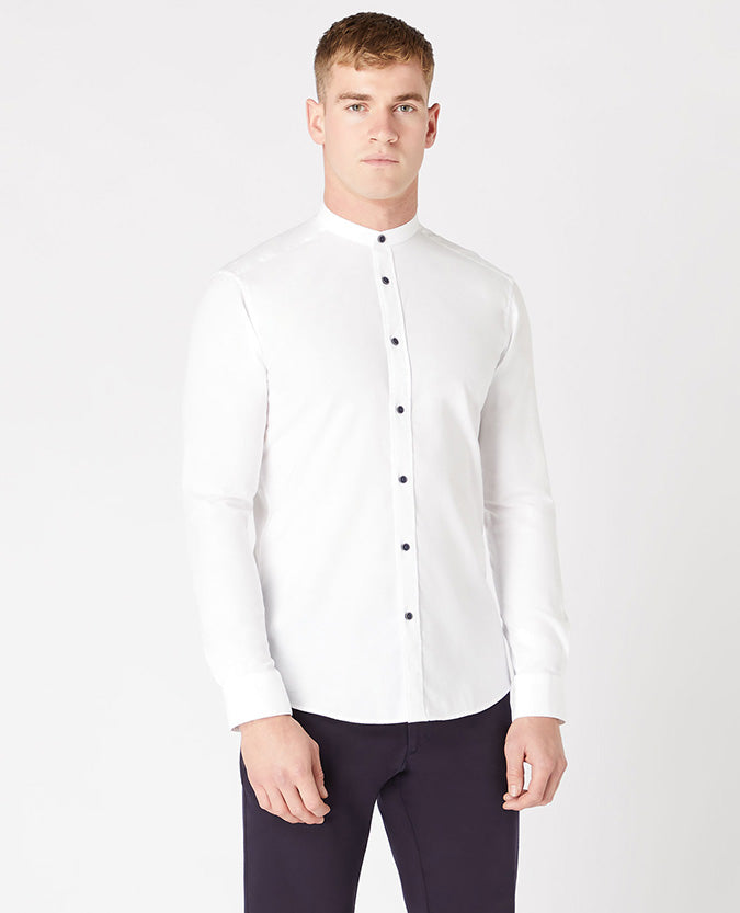Remus Uomo - Rome/Cole - Grandfather Collar Shirt - White