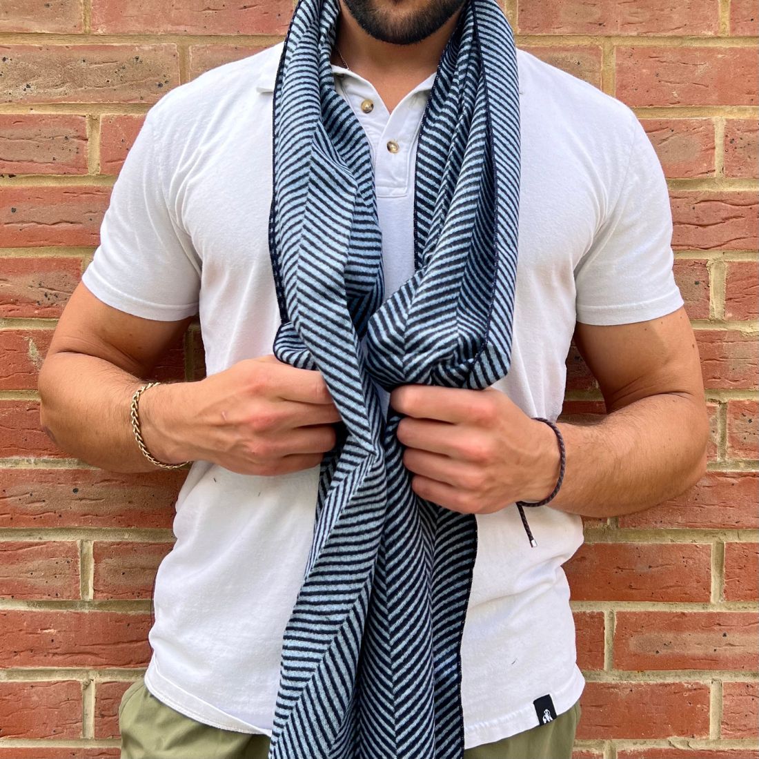Swole Panda Bamboo Scarf - Blue Herringbone