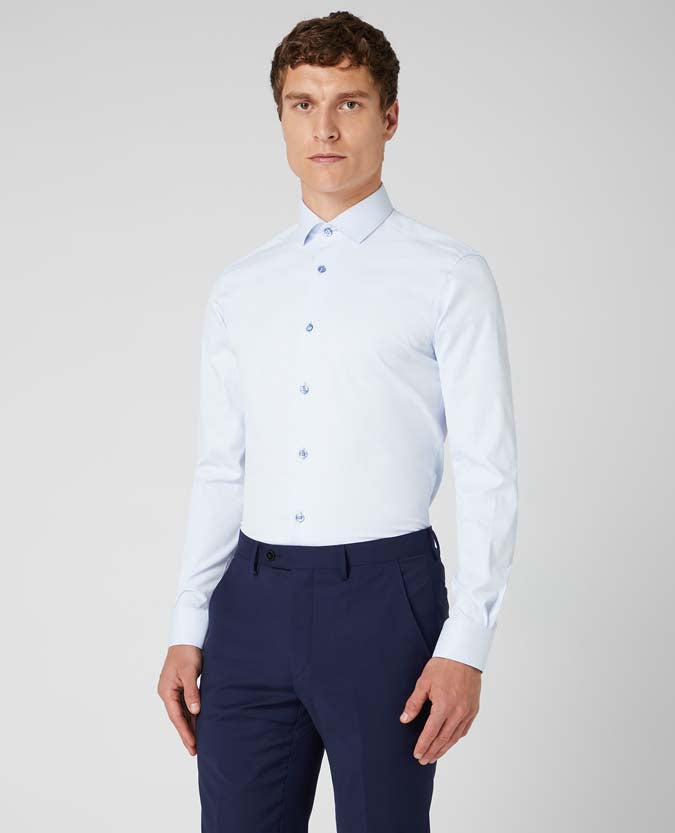 Remus Uomo Slim-Fit Kirk Formal Shirt - Blue