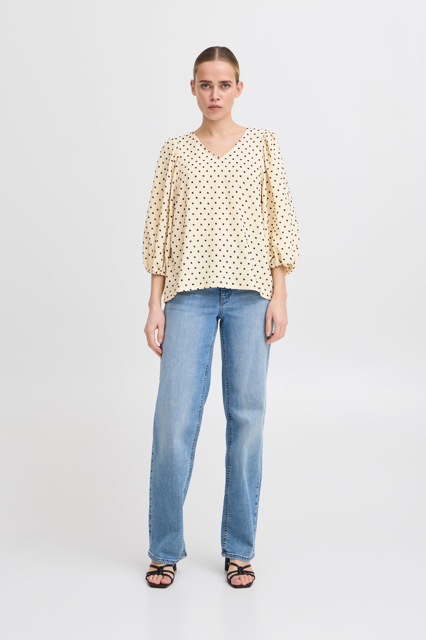 ICHI Ihzabby Mid Sleeve Blouse - Polka
