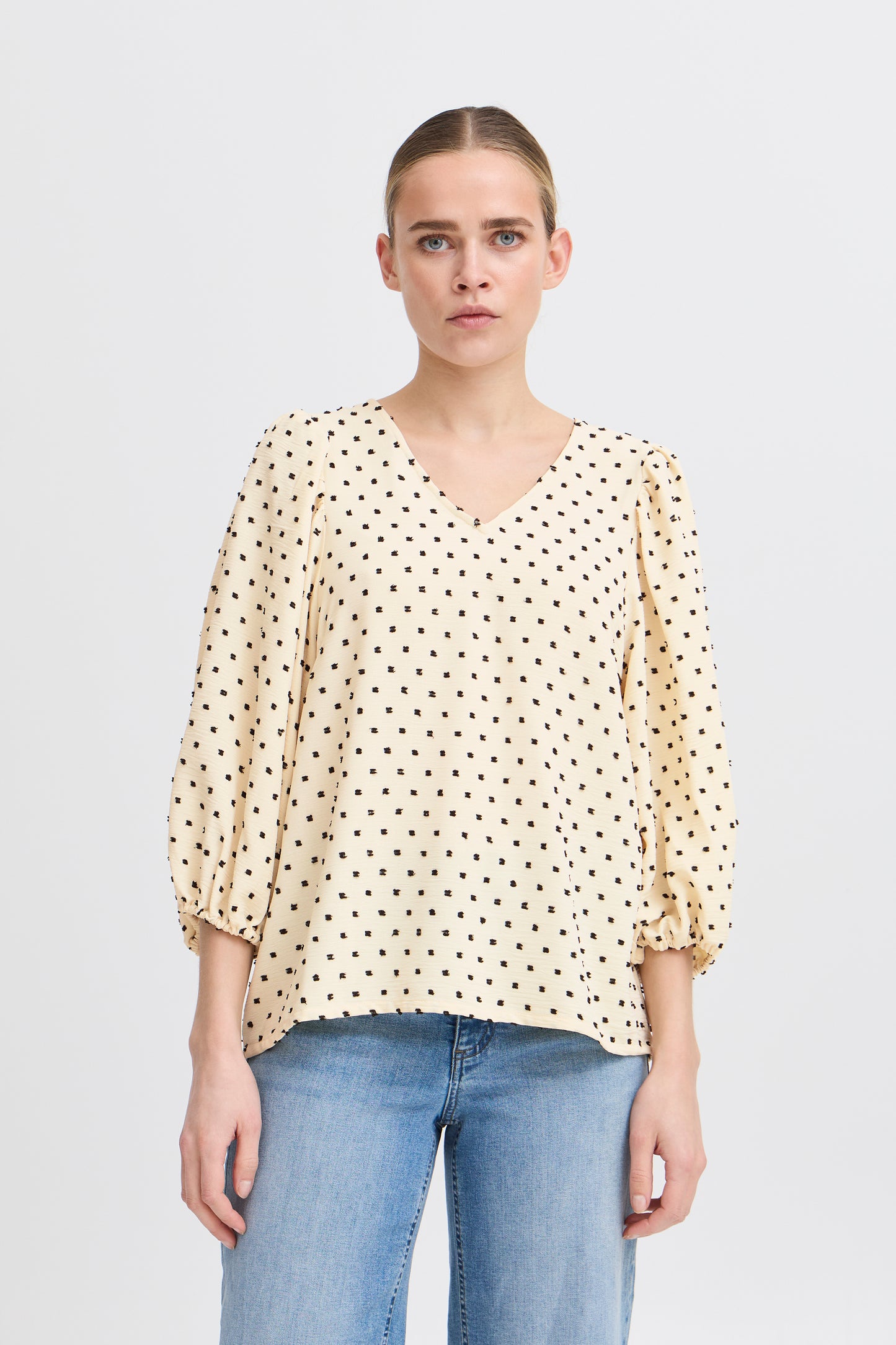 ICHI Ihzabby Mid Sleeve Blouse - Polka