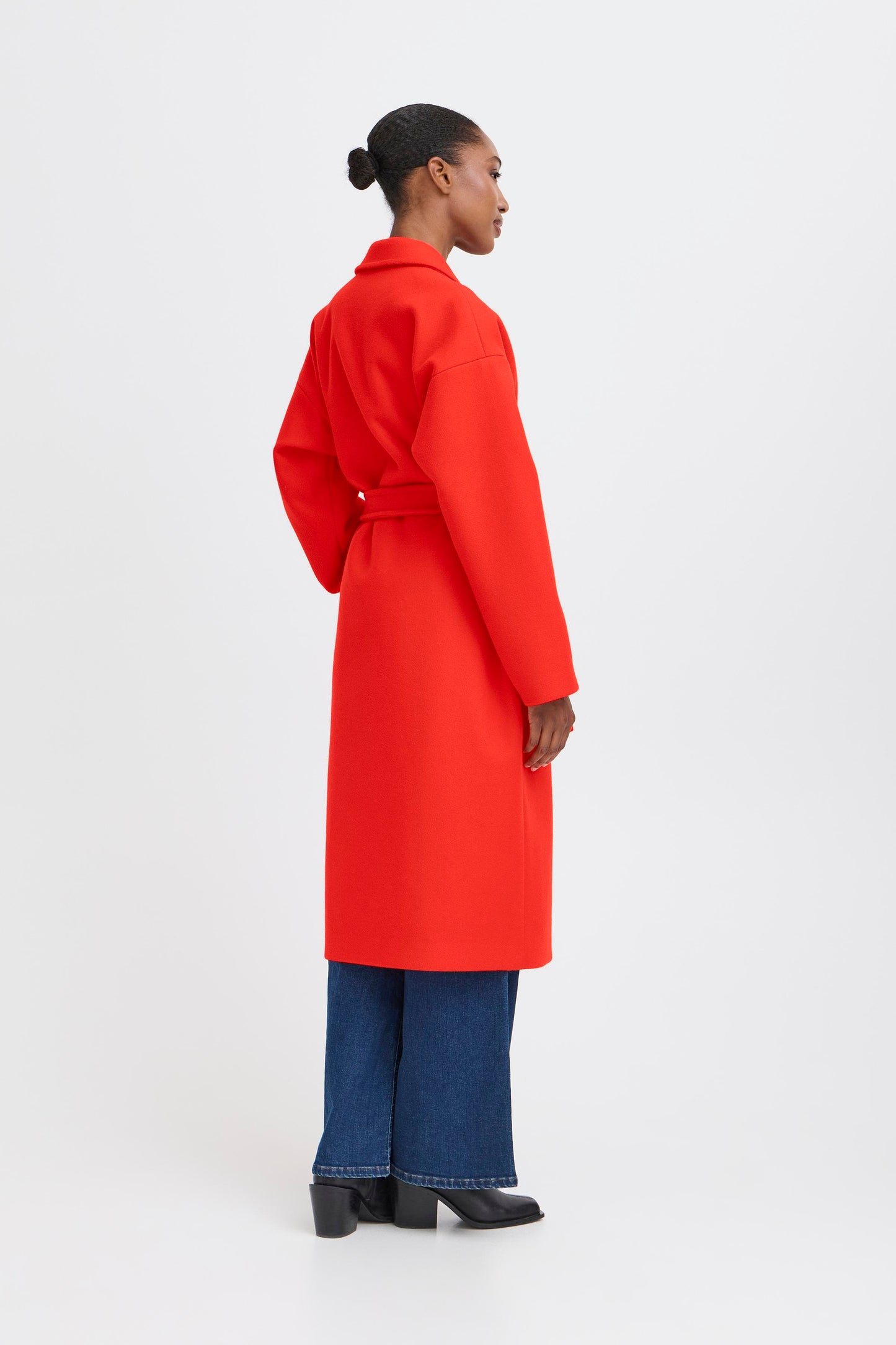 ICHI IHjannet Belted Coat - Fiery Red
