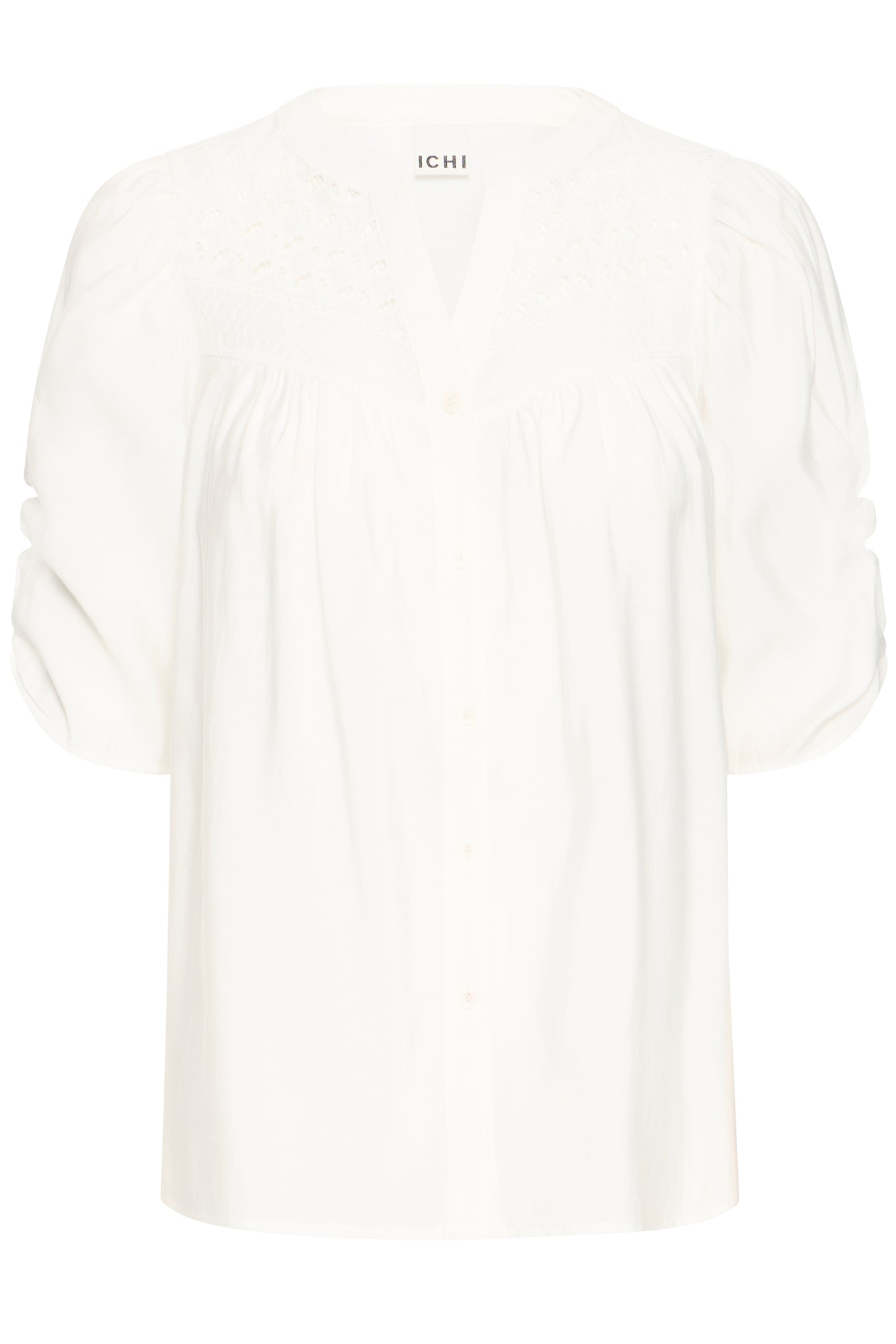 ICHI IHXLUELLA Short Sleeve Blouse - Cloud Dancer