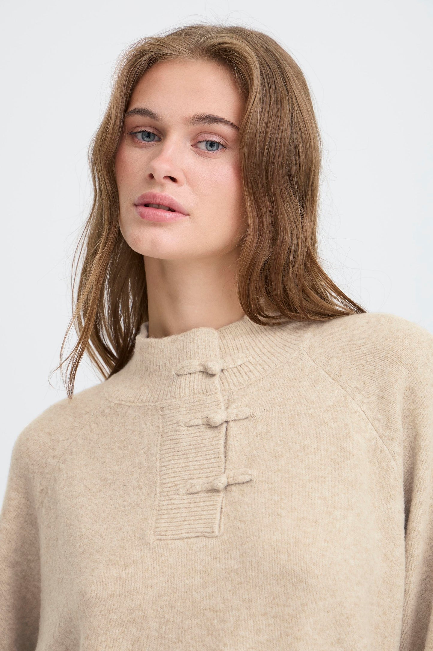 ICHI Dasila Knit Jumper - Oatmeal Melange