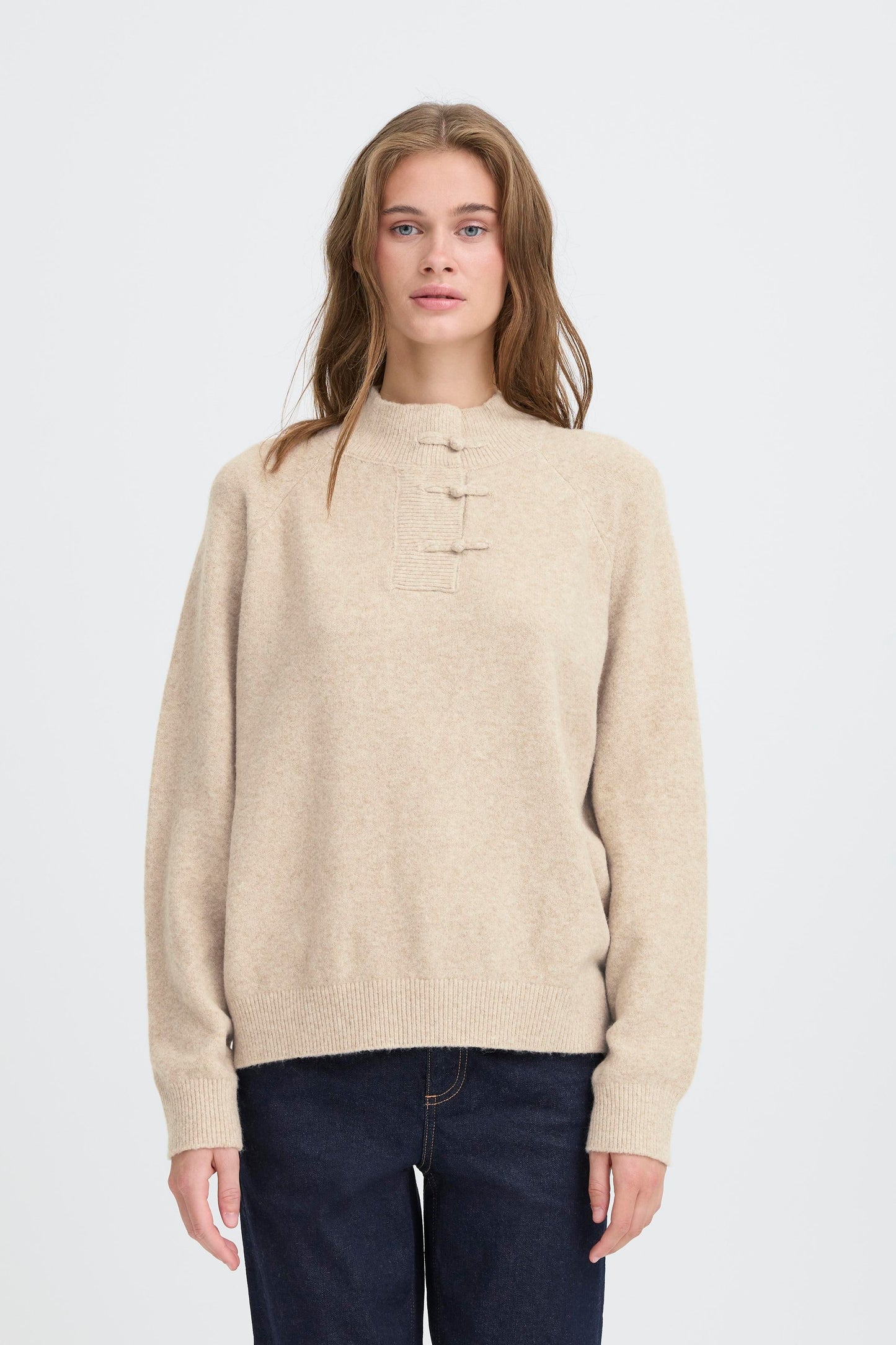 ICHI Dasila Knit Jumper - Oatmeal Melange