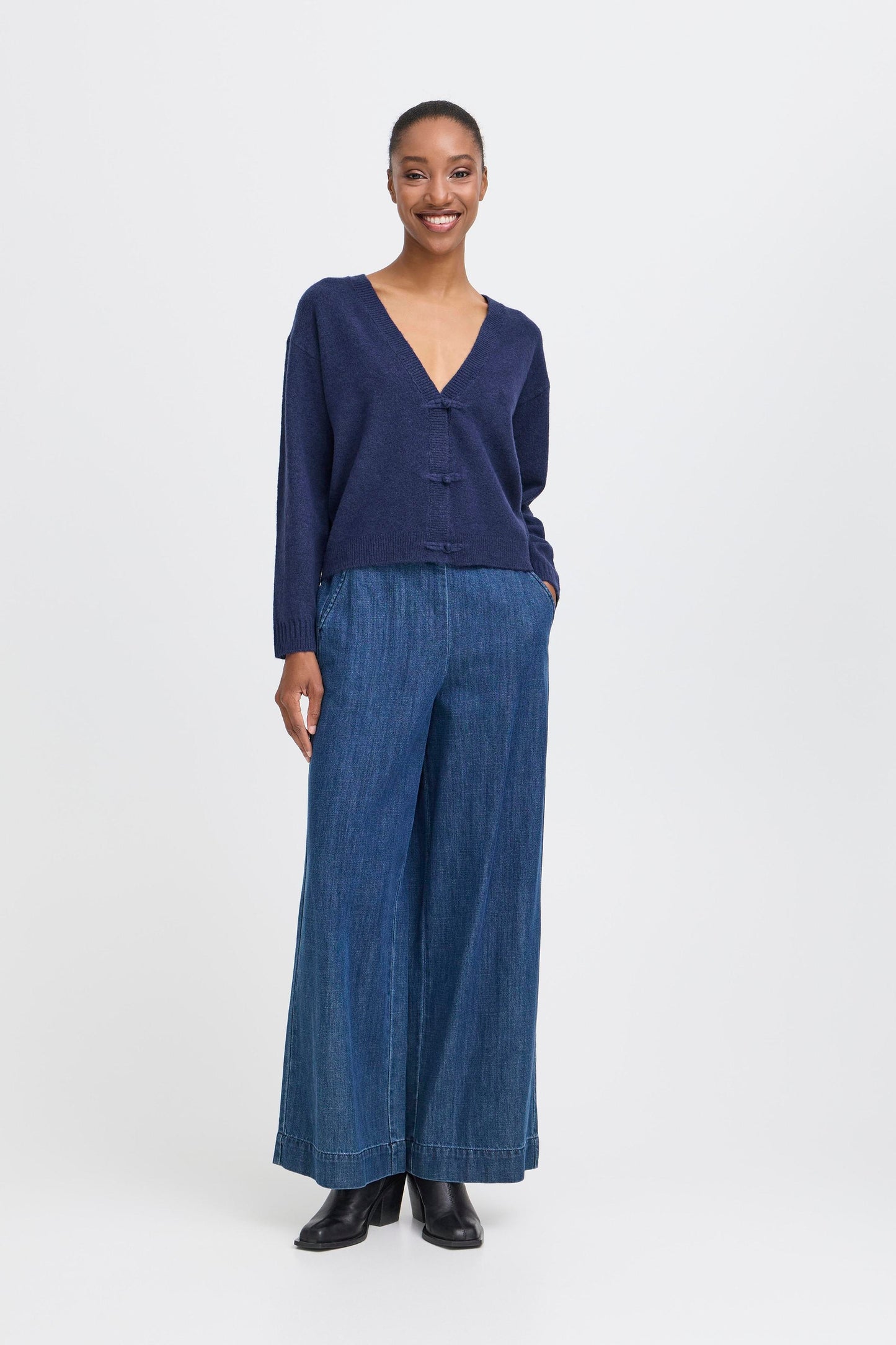 ICHI Dasila Knit Cardigan - Marine