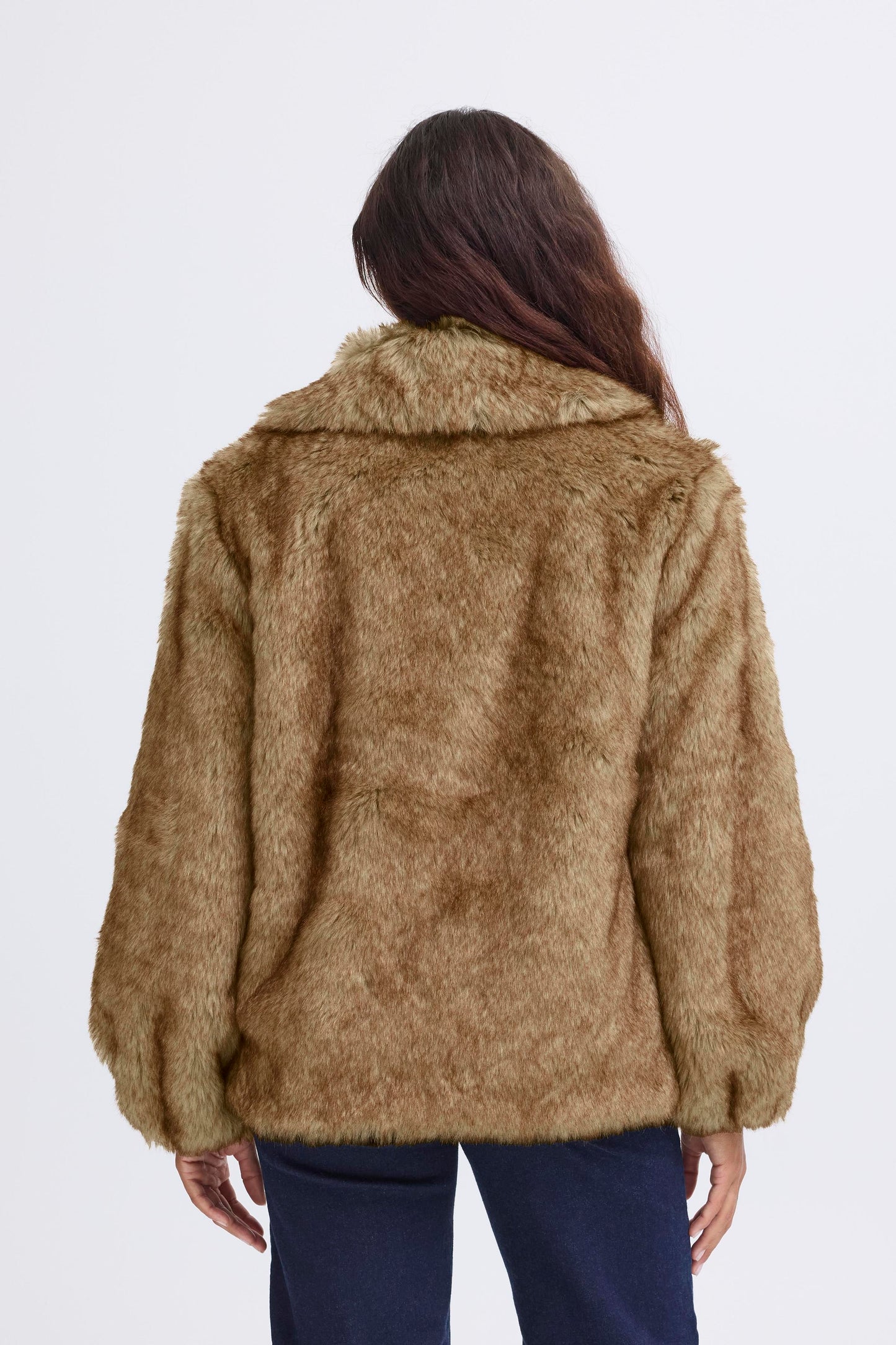 ICHI Fazoca Fur Jacket - Brown Melange