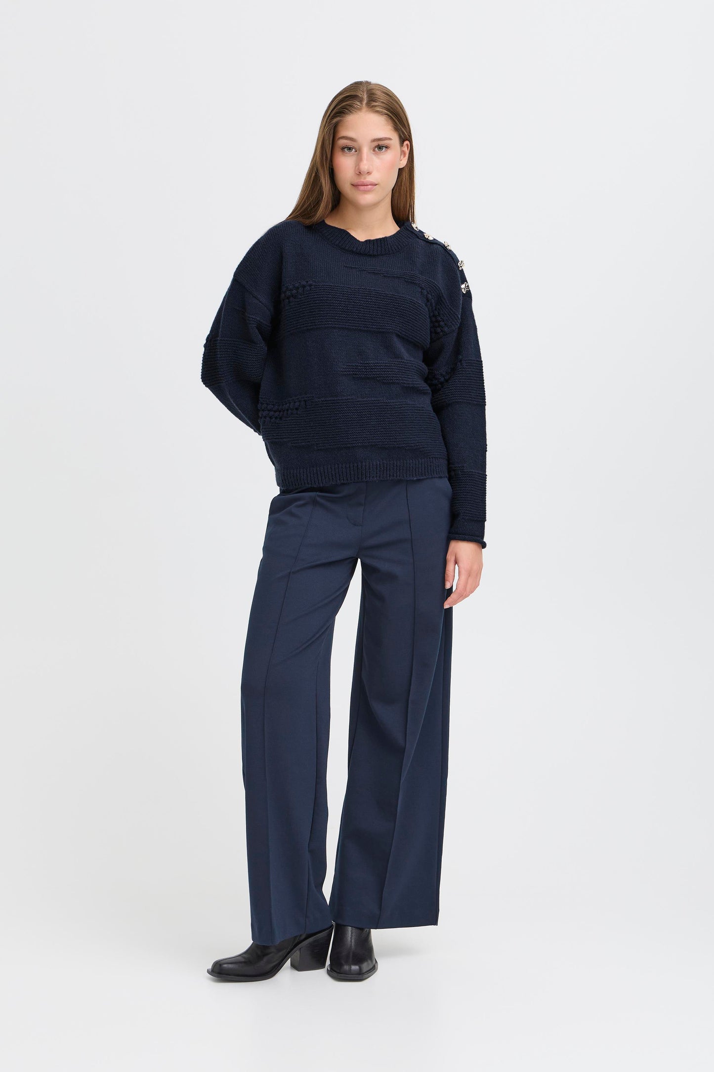 ICHI Ihastra Knit Jumper - Navy