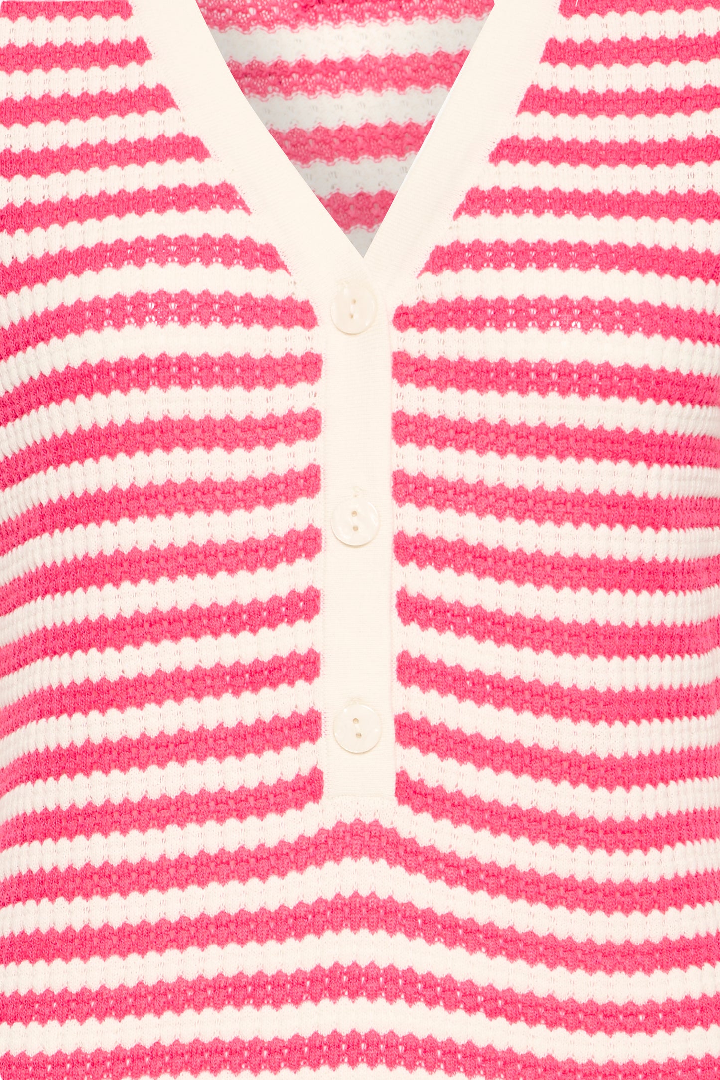 Close-up of a pink and white striped cardigan