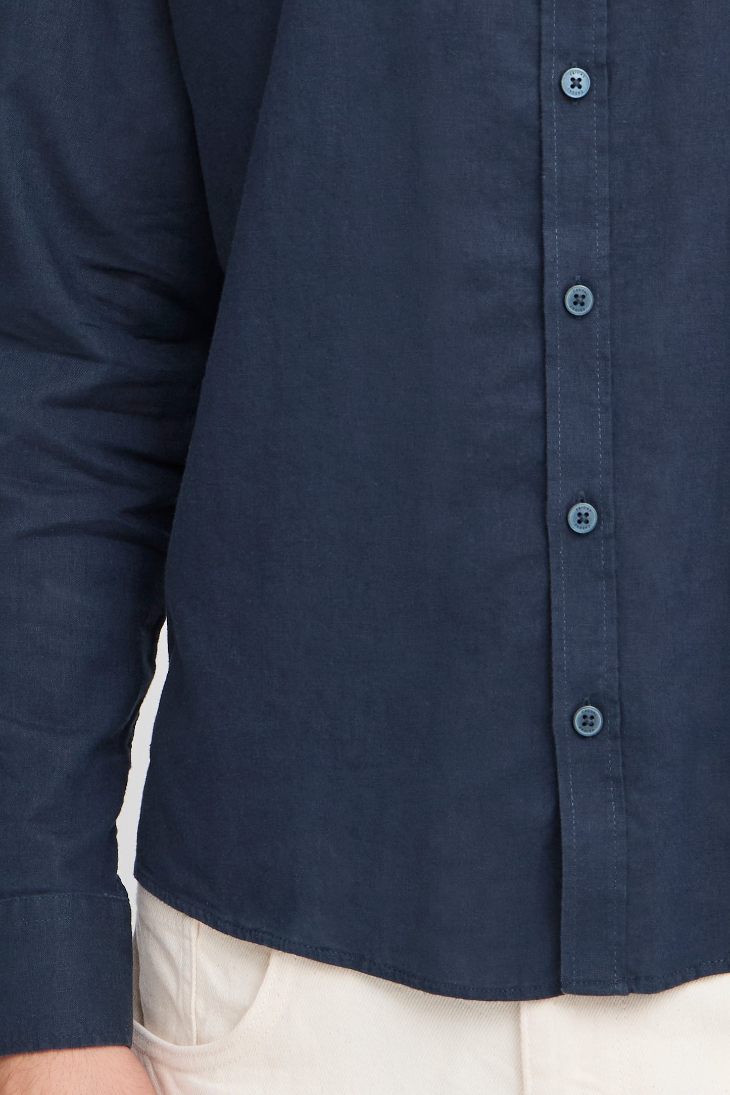 Casual Friday Anton Long Sleeve Grandfather Shirt - Navy