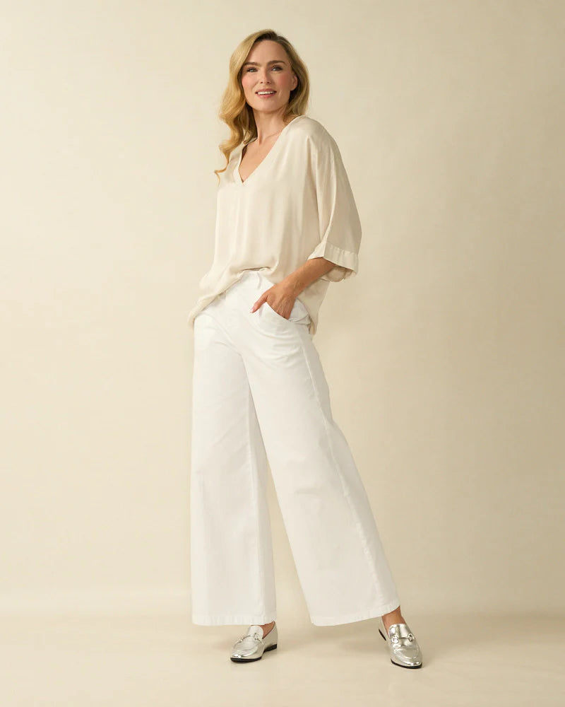 Deck V-Neck Satin Top - Sabbia