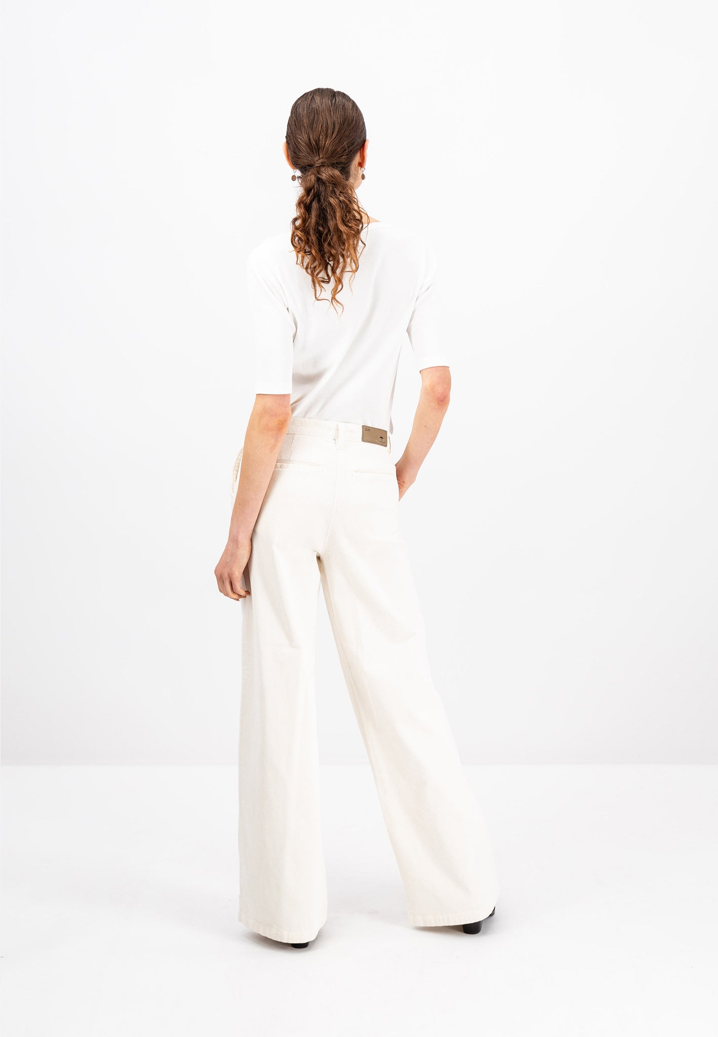 Fynch Hatton Wide leg Corduroy Trousers - Off-White