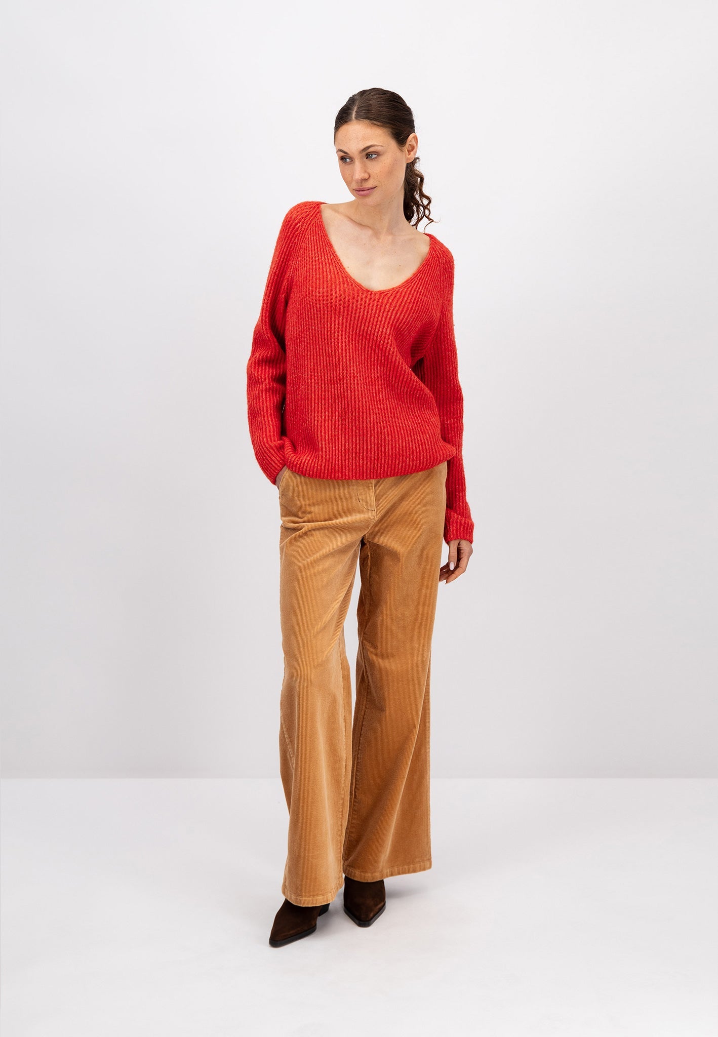 Fynch Hatton V-Neck Pullover - Hot Ginger