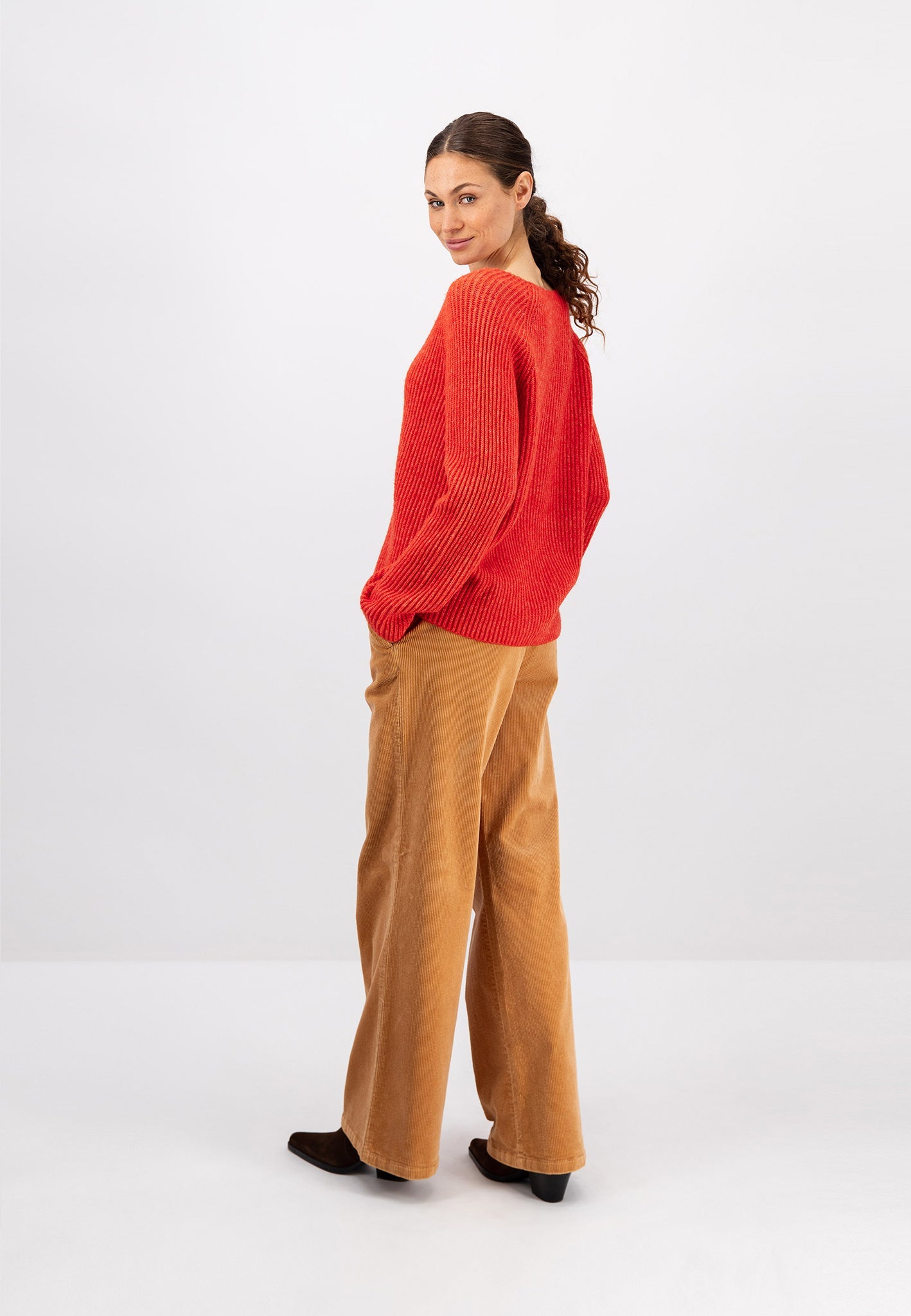 Fynch Hatton V-Neck Pullover - Hot Ginger