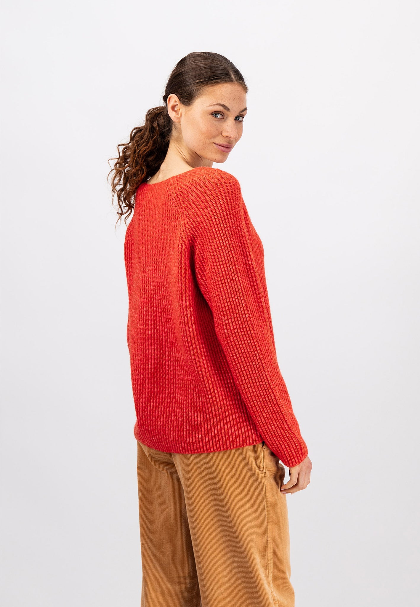 Fynch Hatton V-Neck Pullover - Hot Ginger