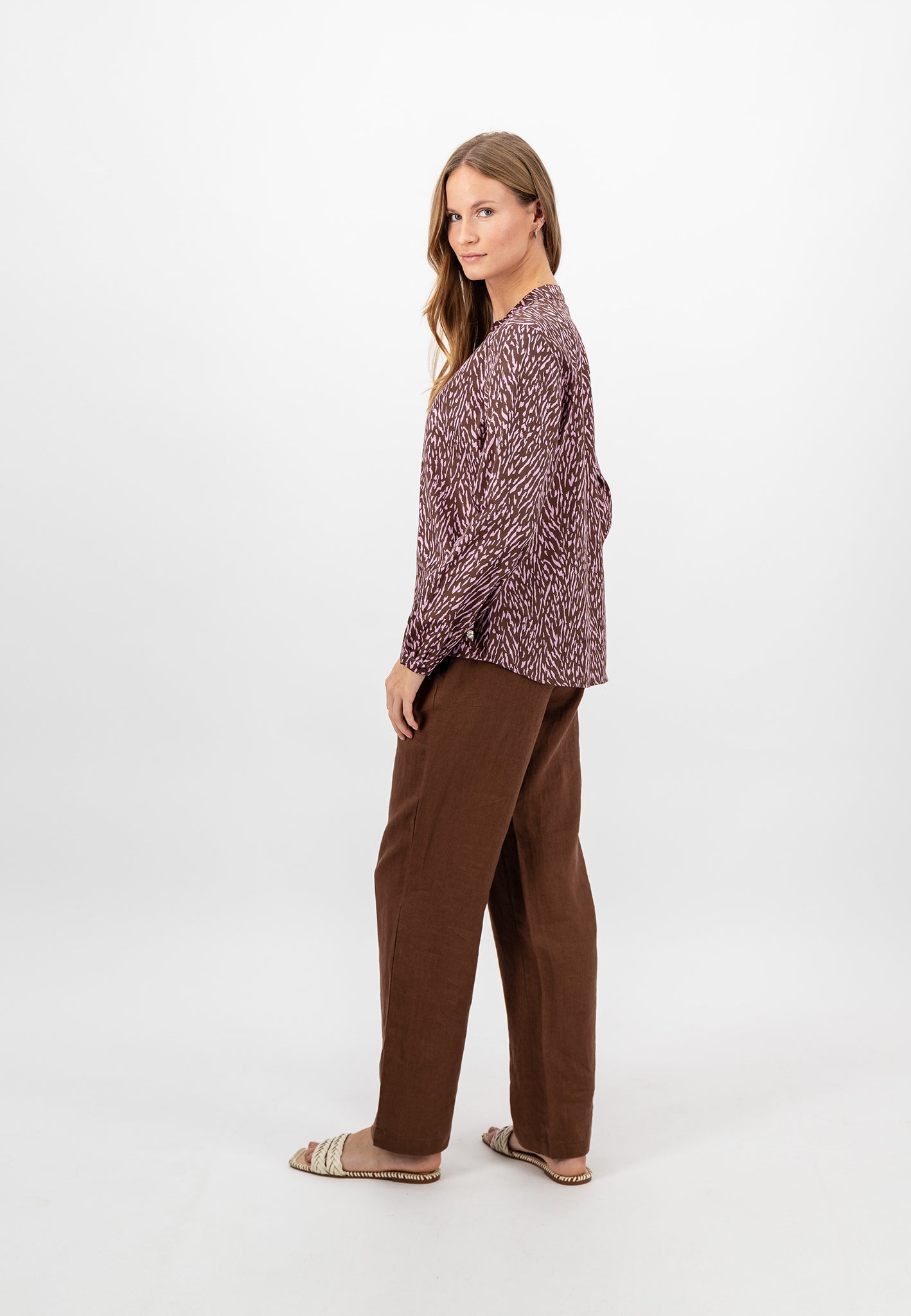 Fynch Hatton Zebra Print Blouse - Toffee Brown