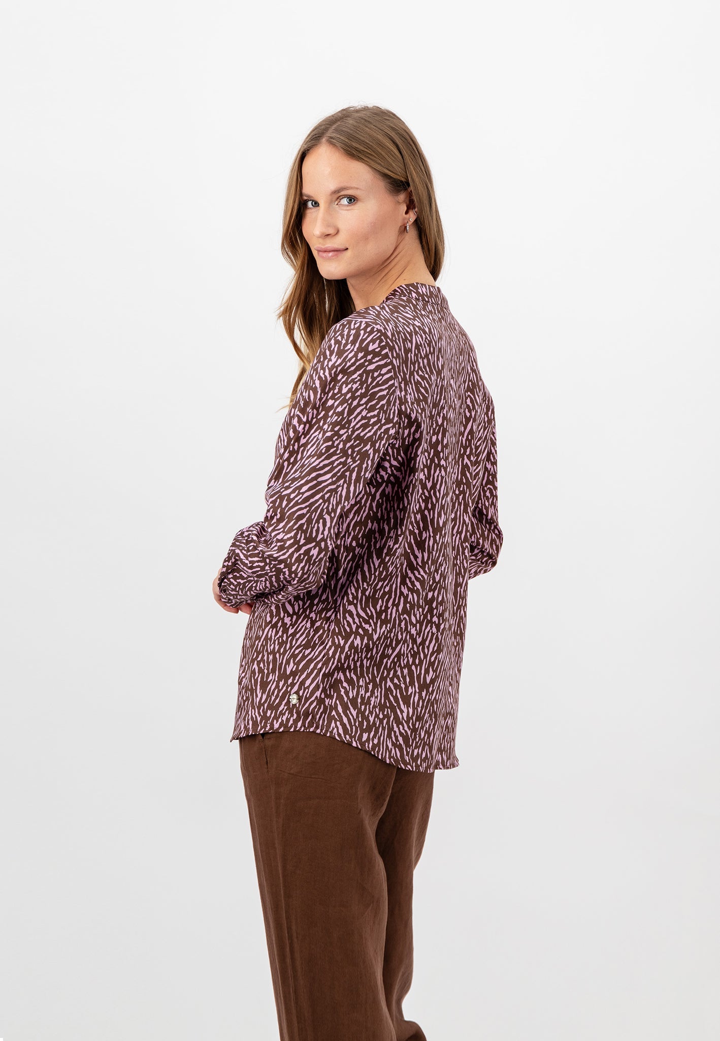 Fynch Hatton Zebra Print Blouse - Toffee Brown