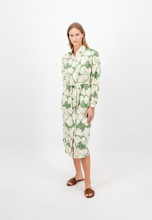 Fynch Hatton Flower Patterned Shirt Dress - Reed Green