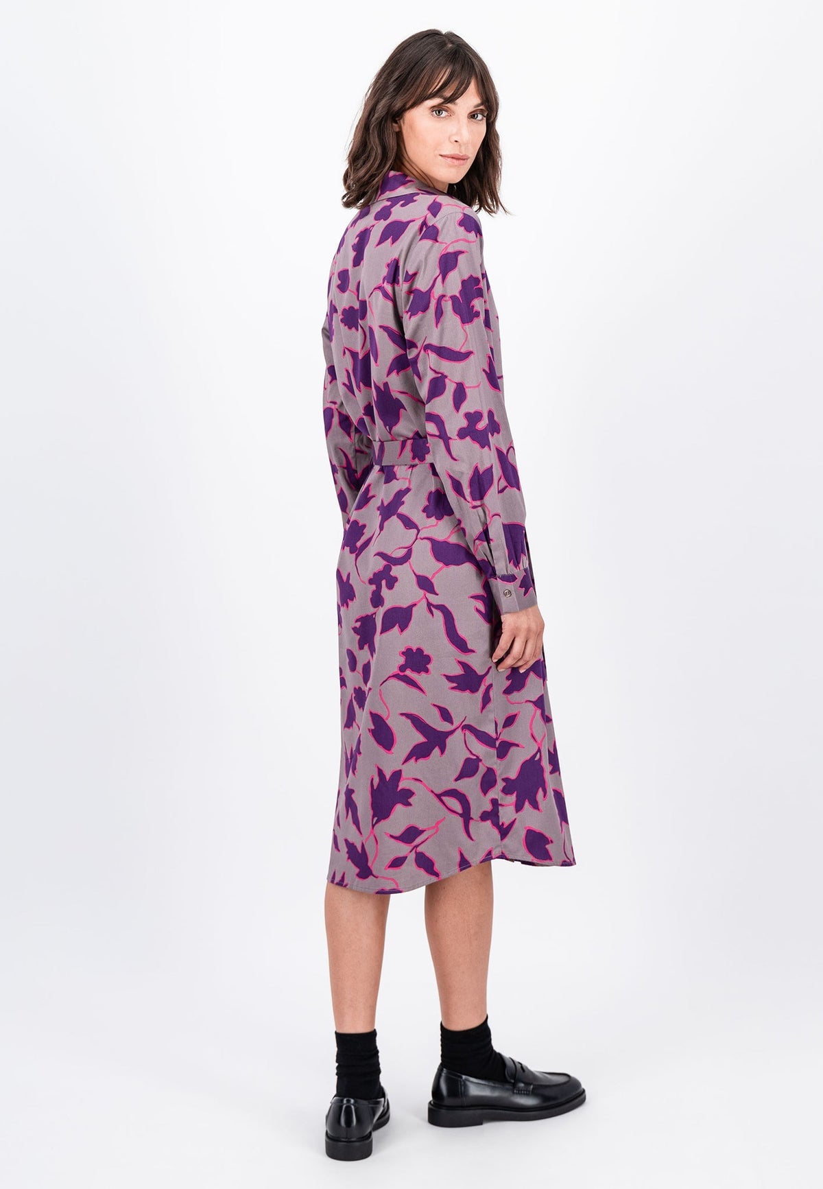 Fynch Hatton Satin Blossom Dress - Grey Taupe