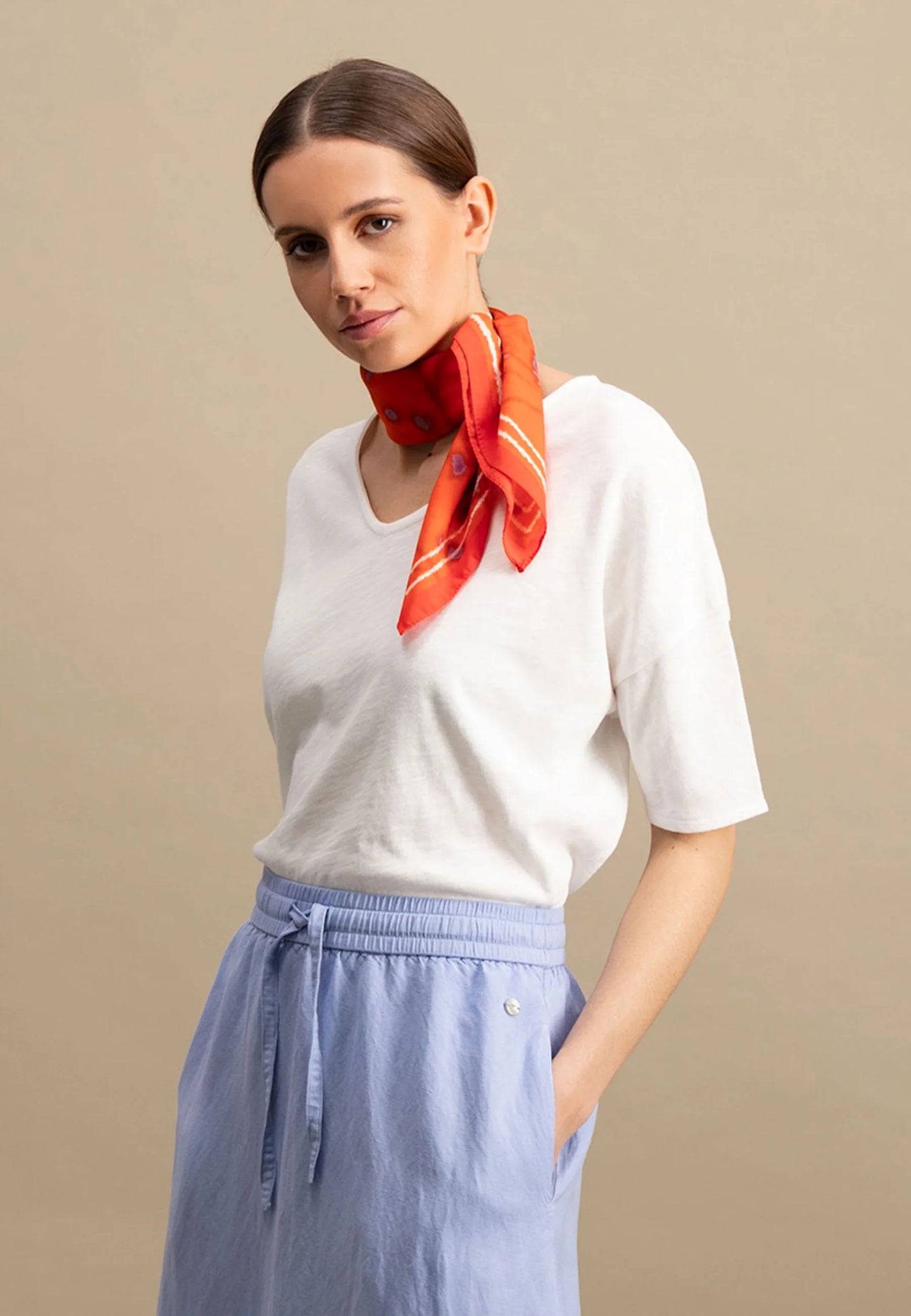 Fynch Hatton V-Neck Slub Tee - Milk