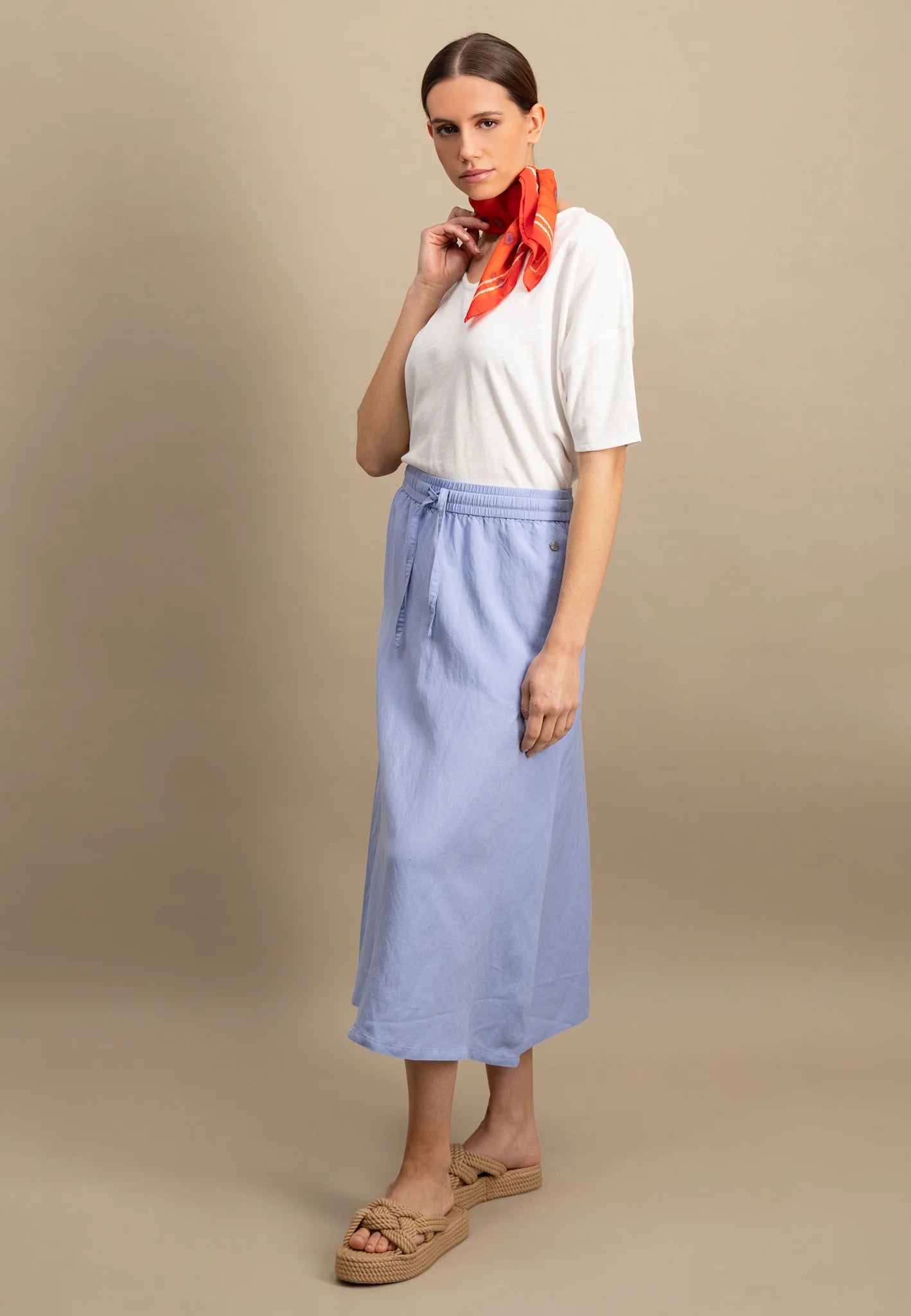 Fynch Hatton V-Neck Slub Tee - Milk