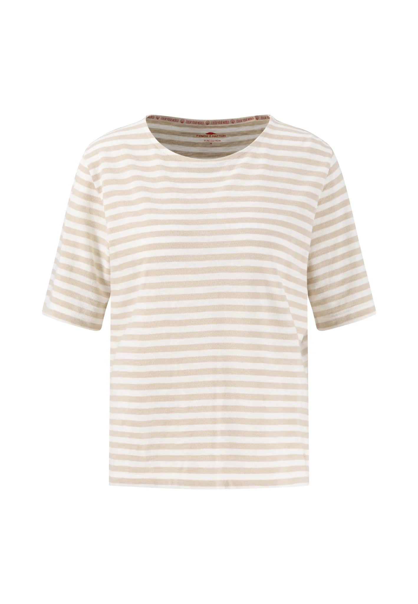 Fynch Hatton Slub Stripe Tee - Sand